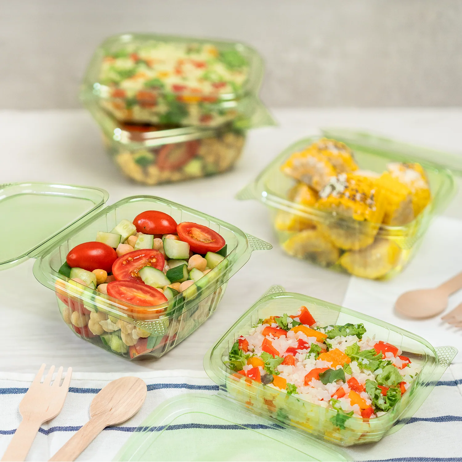 Karat Earth 16oz PLA Hinged Deli Container, Green - 200 pcs - Image 3
