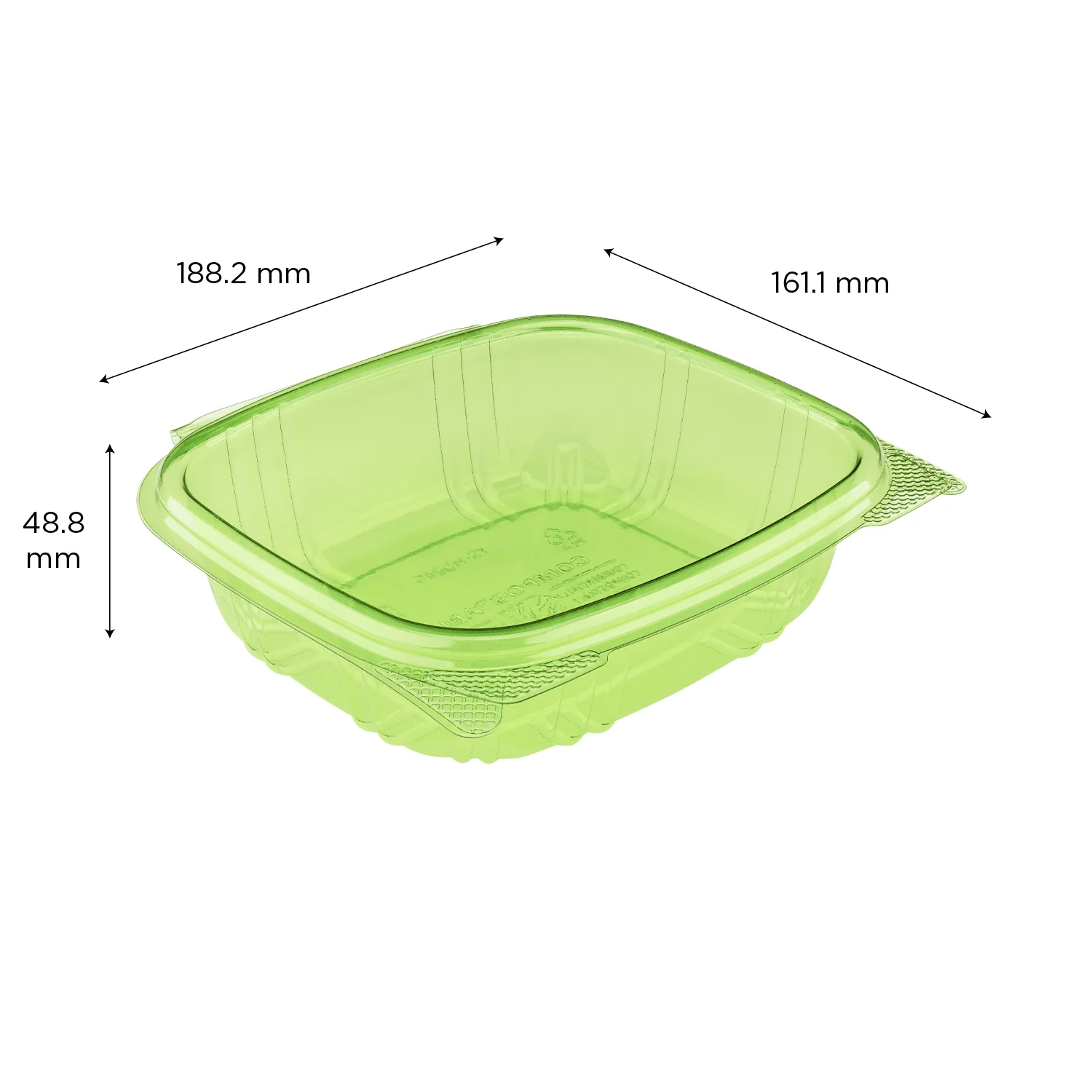 Karat Earth 24oz PLA Hinged Deli Container, Green - 200 pcs - Image 5