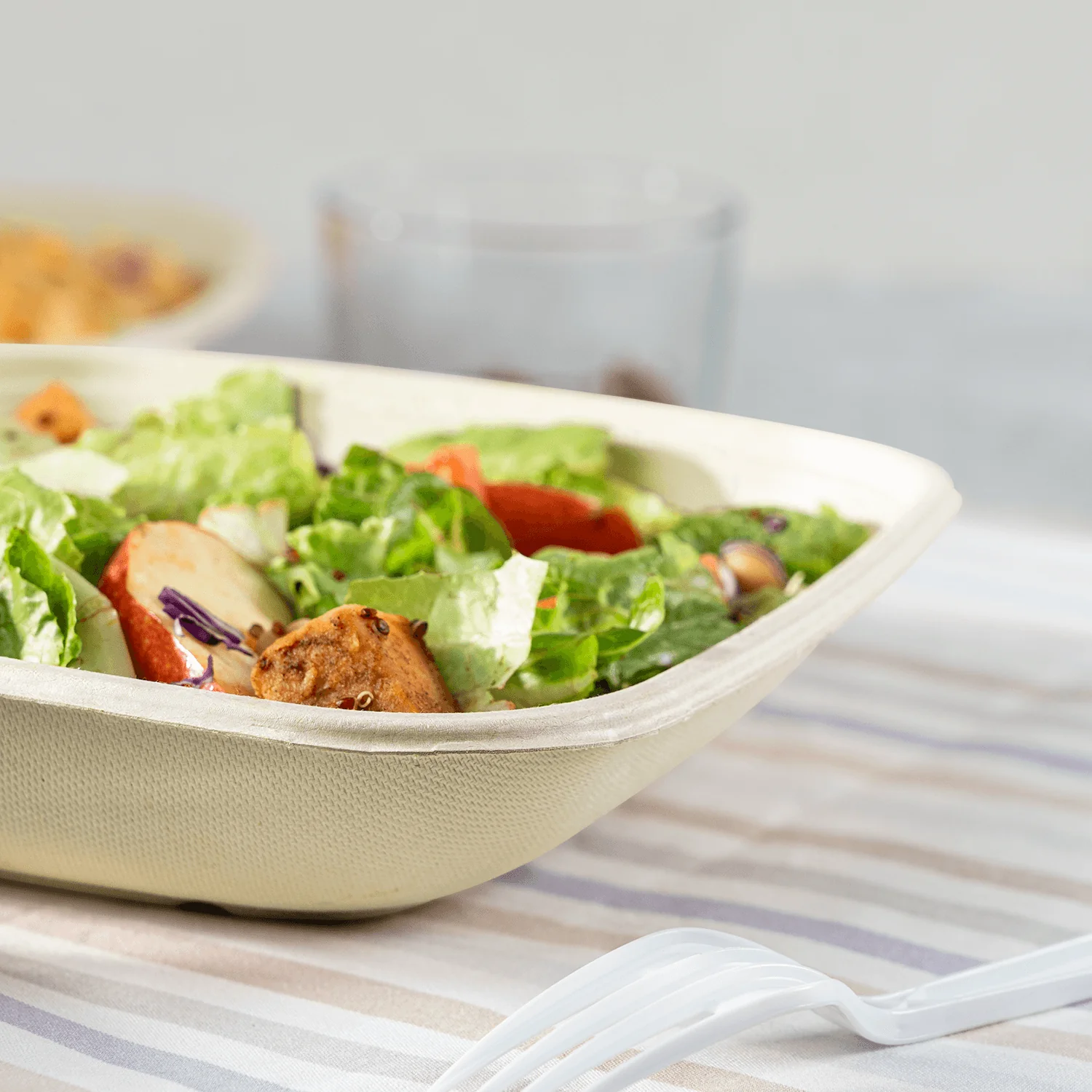 Karat Earth 32oz Molded Fiber Square Bowl, PFAS Free Containers, Natural - 300 pcs - Image 4