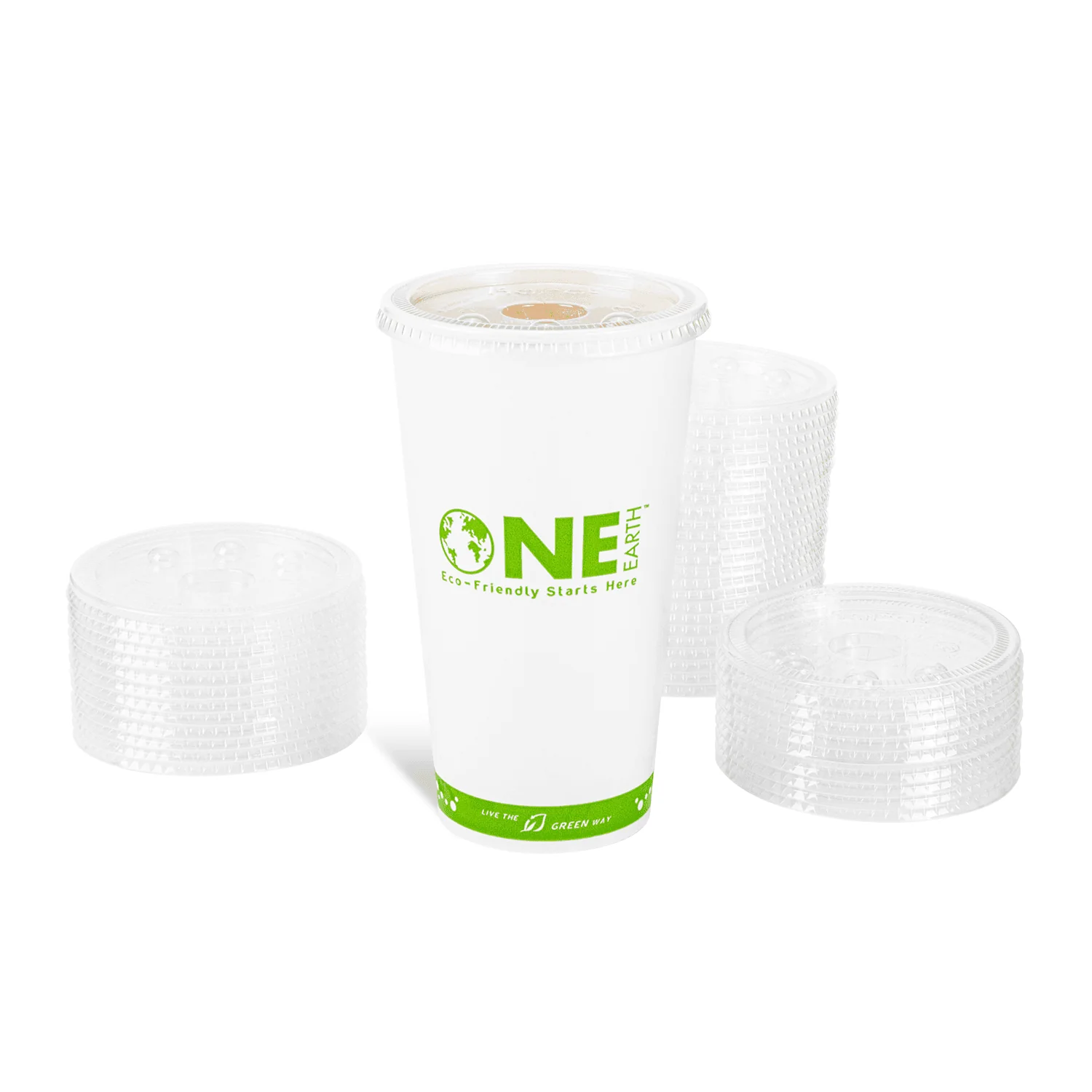 Karat Earth 104.5mm PLA Flat Lids for Eco-Friendly 32oz Paper Cold Cups - 600 pcs - Image 2