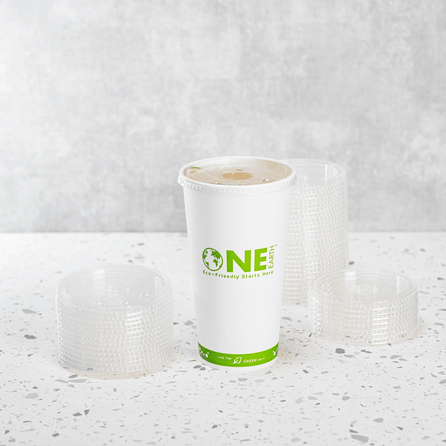 Karat Earth 104.5mm PLA Flat Lids for Eco-Friendly 32oz Paper Cold Cups - 600 pcs - Image 4