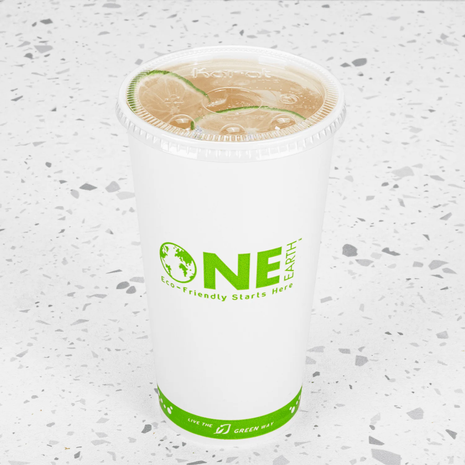 Karat Earth 104.5mm PLA Flat Lids for Eco-Friendly 32oz Paper Cold Cups - 600 pcs - Image 5
