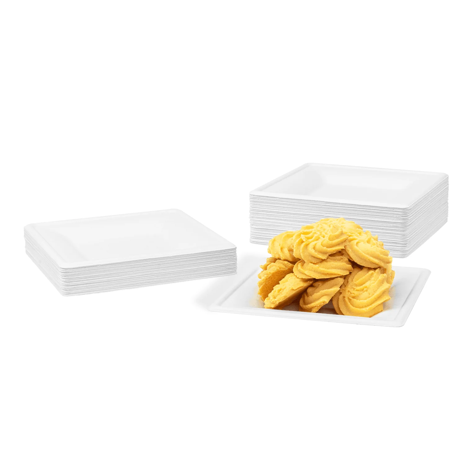 Karat Earth 6”x 6” Molded Fiber Square Plates, PFAS Free, White - 500 pcs - Image 2