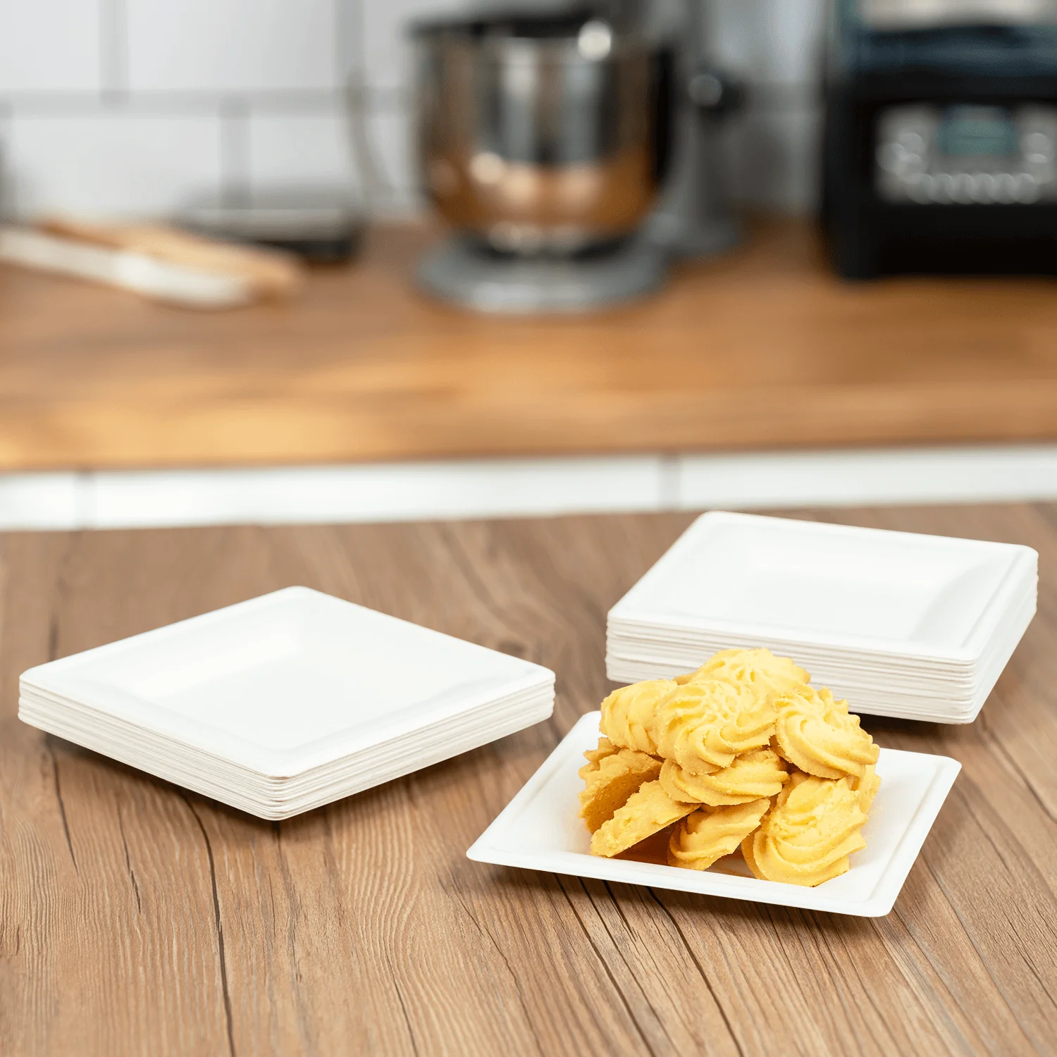 Karat Earth 6”x 6” Molded Fiber Square Plates, PFAS Free, White - 500 pcs - Image 4