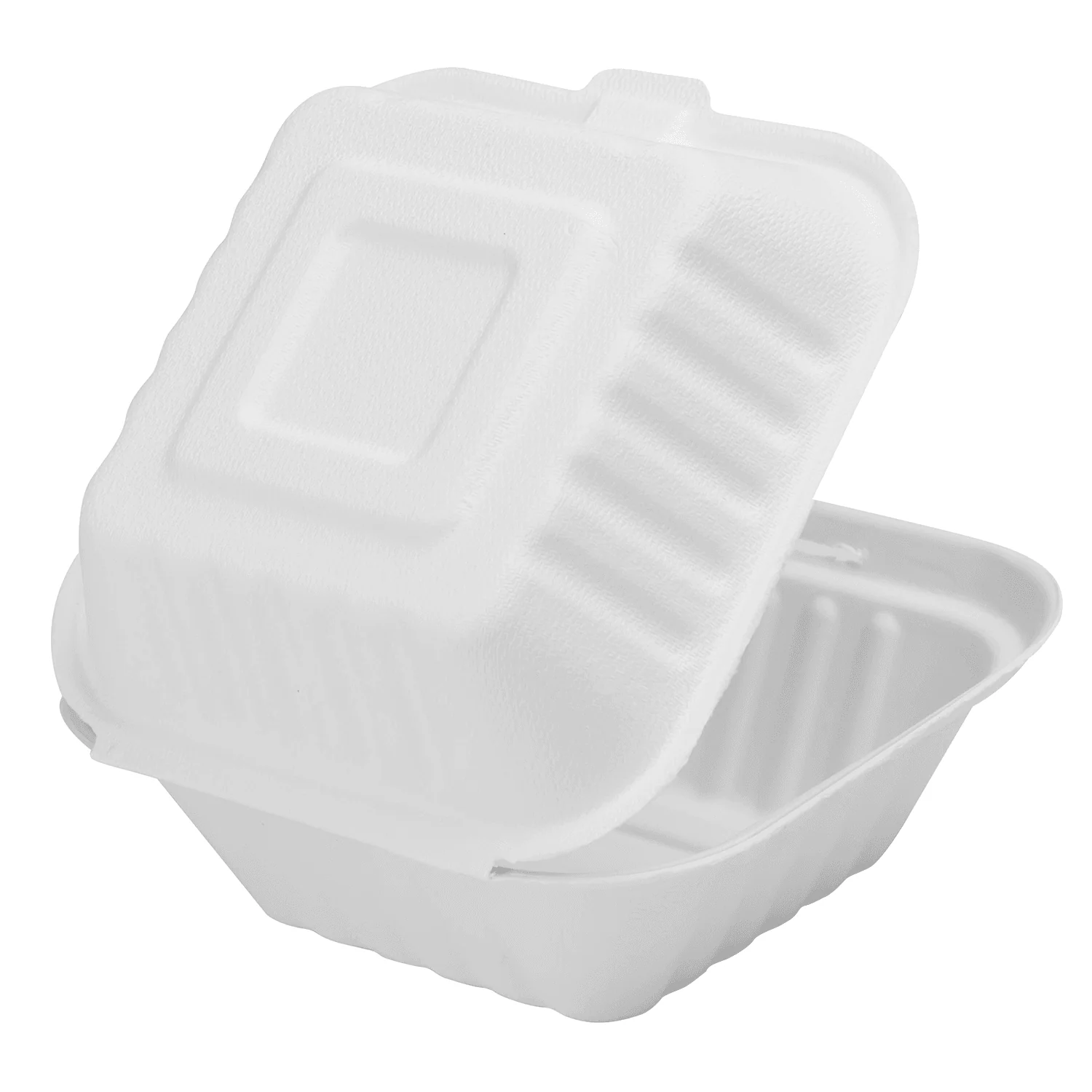 Karat Earth 6''x6'' Molded Fiber Hinged Containers, PFAS Free, White - 500 pcs - Image 5