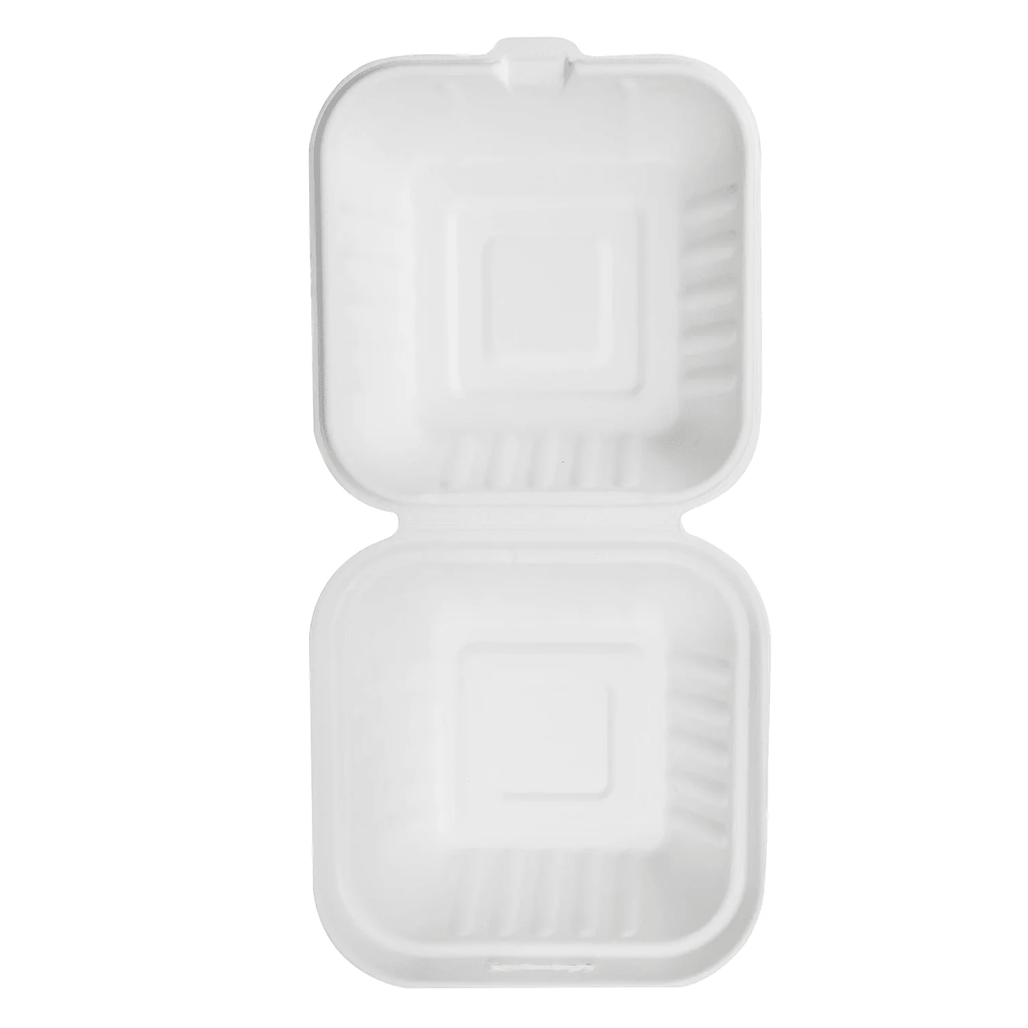 Karat Earth 6''x6'' Molded Fiber Hinged Containers, PFAS Free, White - 500 pcs - Image 7