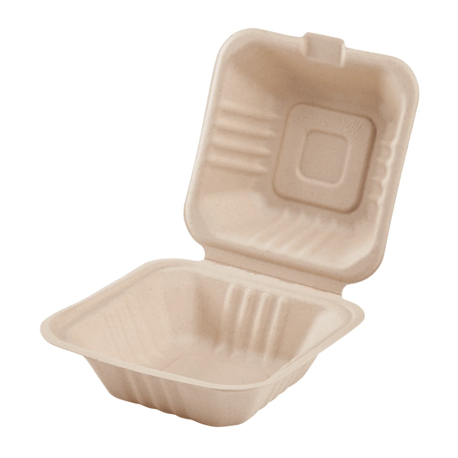 Karat Earth 6''x6'' Molded Fiber Hinged Containers, PFAS Free, Natural - 500 pcs - Image 6