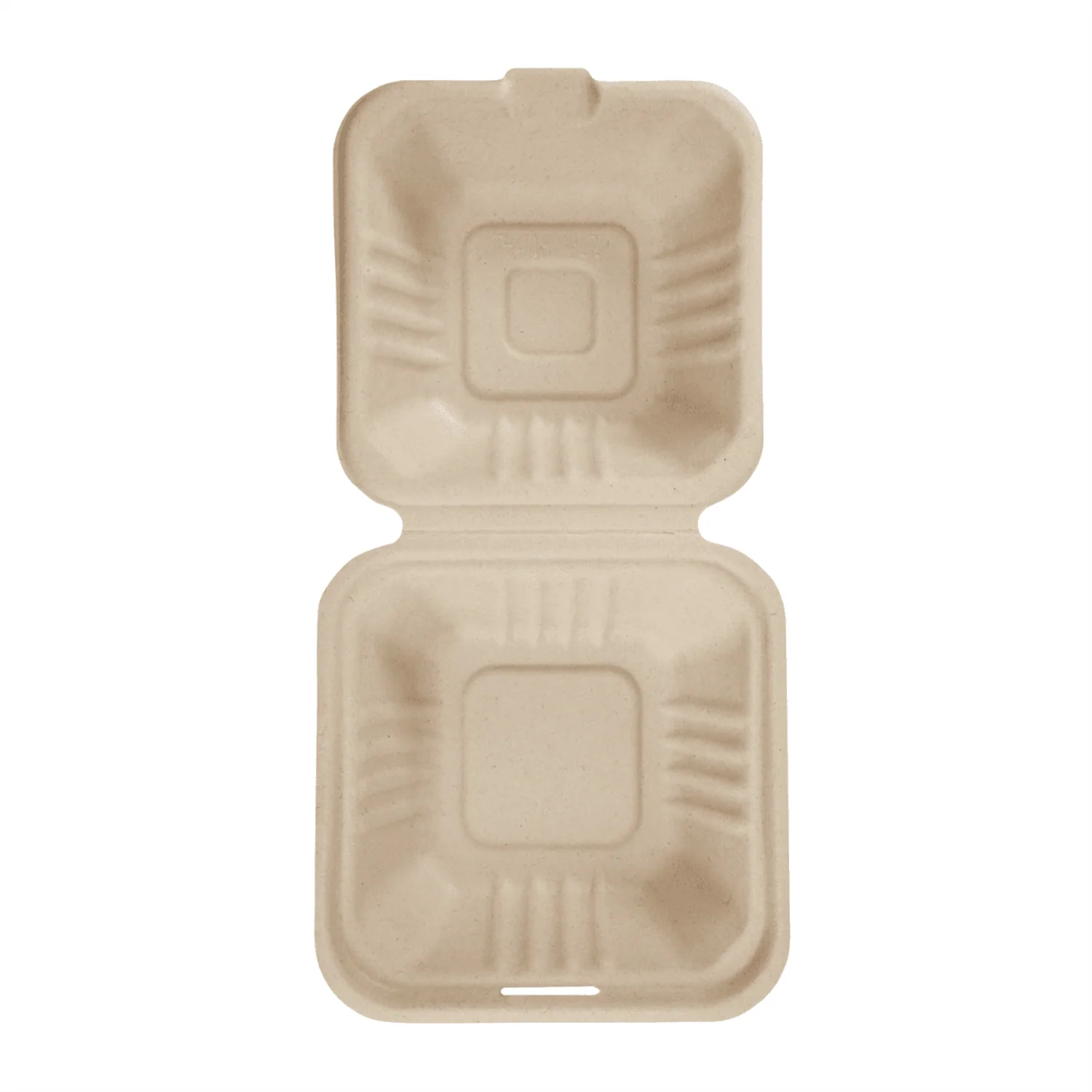 Karat Earth 6''x6'' Molded Fiber Hinged Containers, PFAS Free, Natural - 500 pcs - Image 8