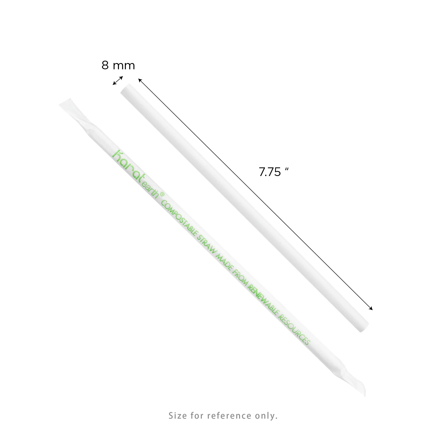 Karat Earth 7.75" PLA Giant Paper Wrapped Straw (8mm), White - 2,000 pcs - Image 5
