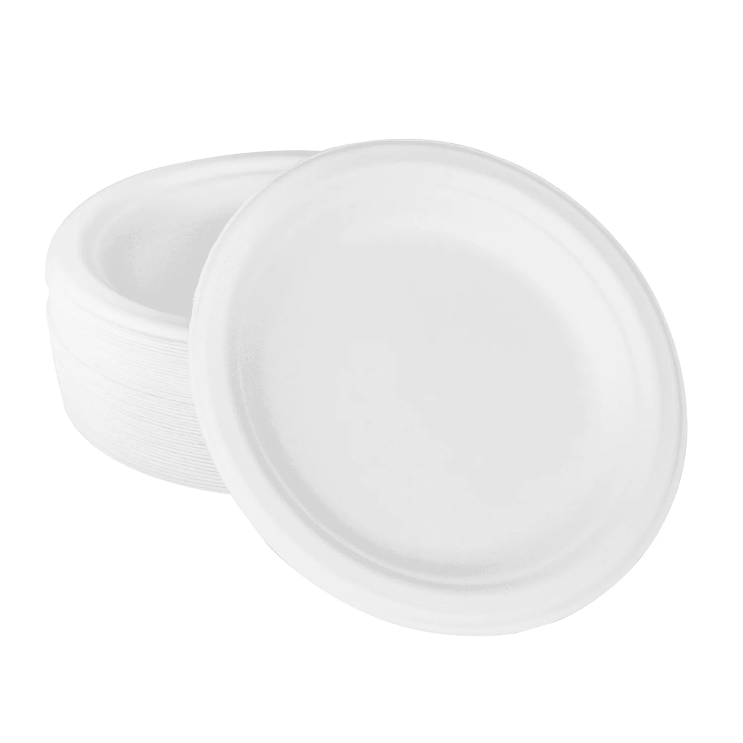 Karat Earth 7'' Molded Fiber Round Plates, PFAS Free, White - 1,000 pcs - Image 2
