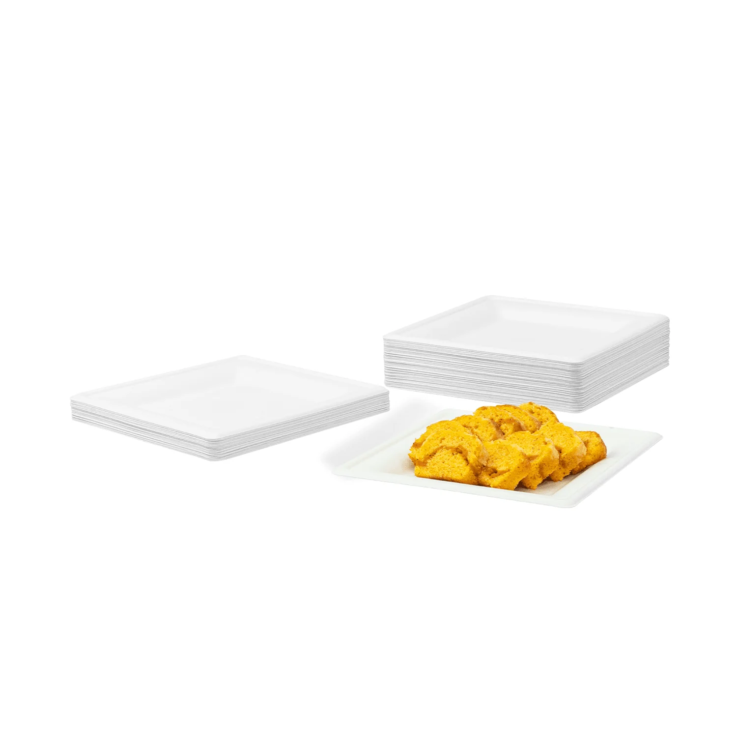 Karat Earth 8”x 8” Molded Fiber Square Plates, PFAS Free, White - 500 pcs - Image 2