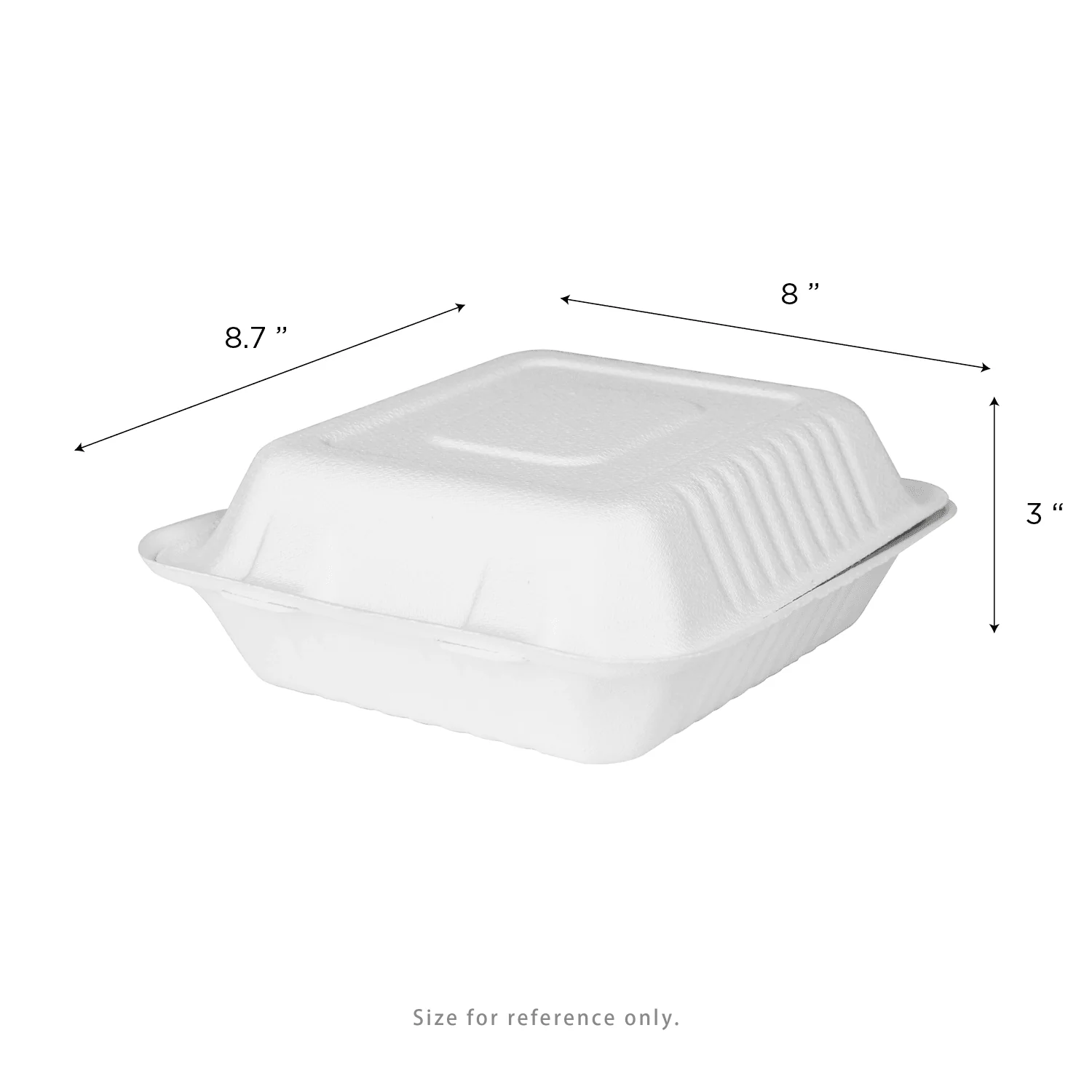 Karat Earth 3 Compartments, 8''x8'' Molded Fiber Hinged Containers, PFAS Free, White - 200 pcs - Image 3