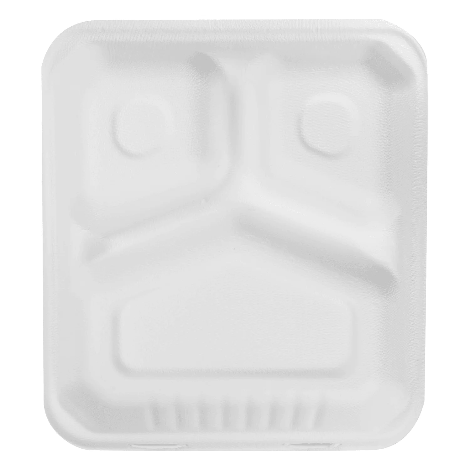 Karat Earth 3 Compartments, 8''x8'' Molded Fiber Hinged Containers, PFAS Free, White - 200 pcs - Image 8