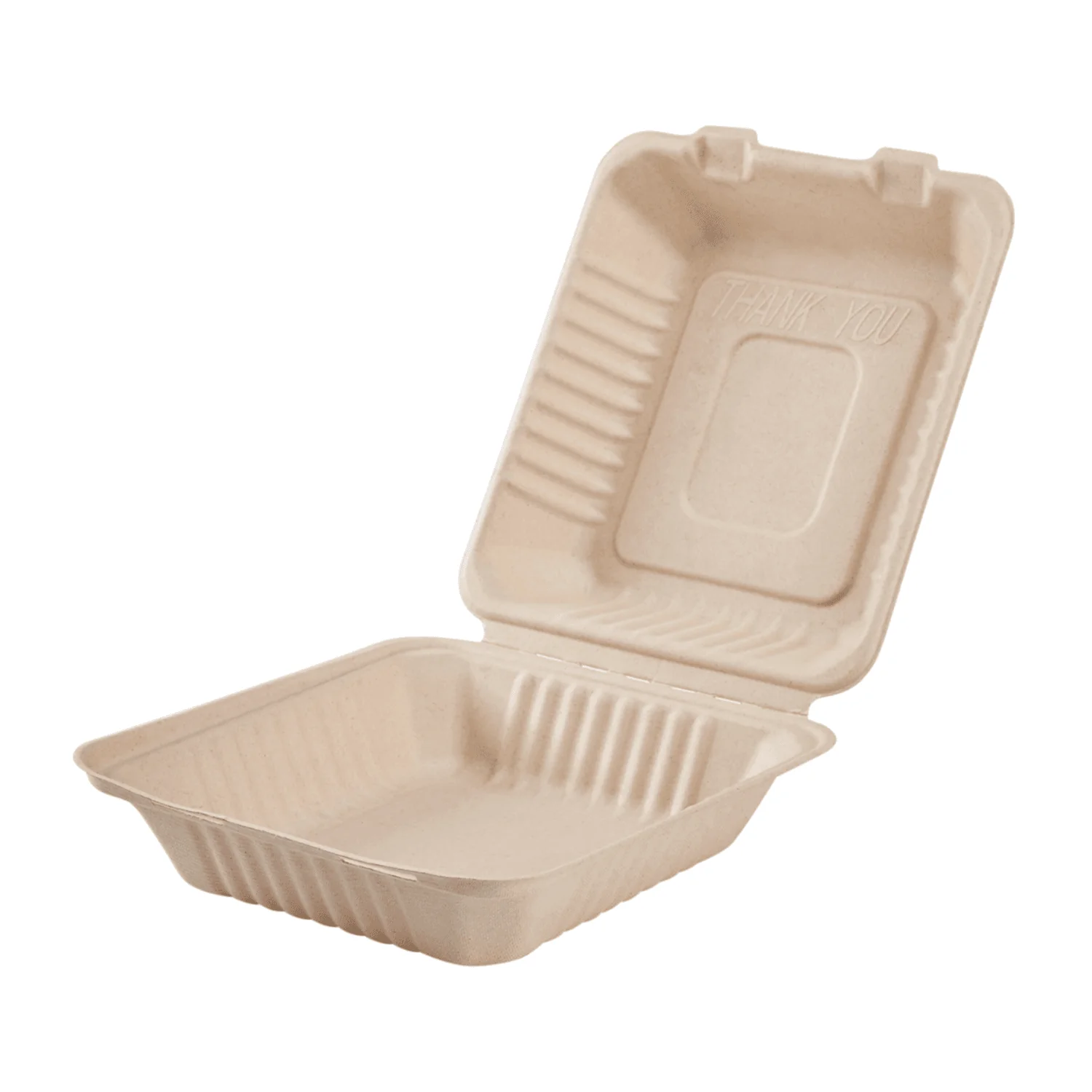 Karat Earth 8''x8'' Molded Fiber Hinged Containers, PFAS Free, Natural - 200 pcs - Image 6
