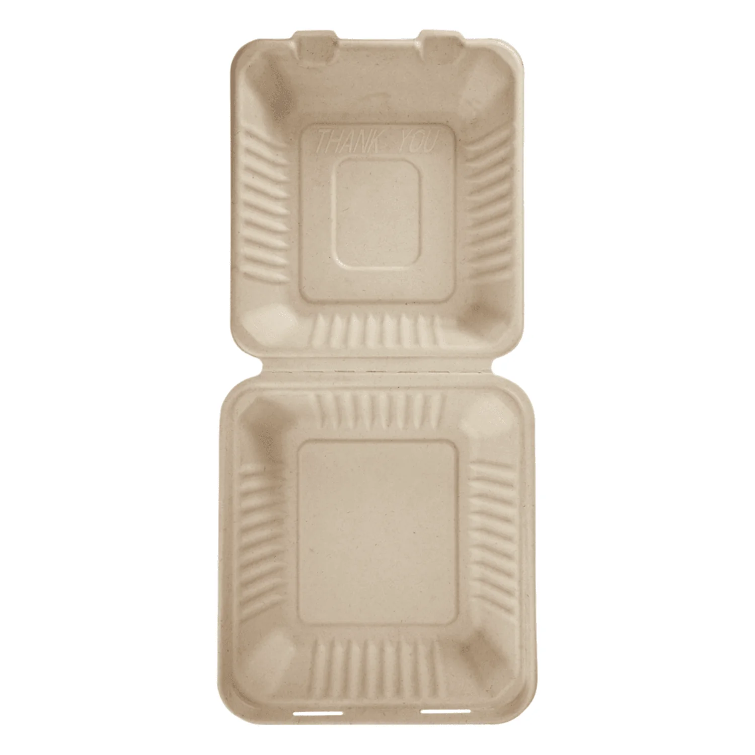 Karat Earth 8''x8'' Molded Fiber Hinged Containers, PFAS Free, Natural - 200 pcs - Image 7