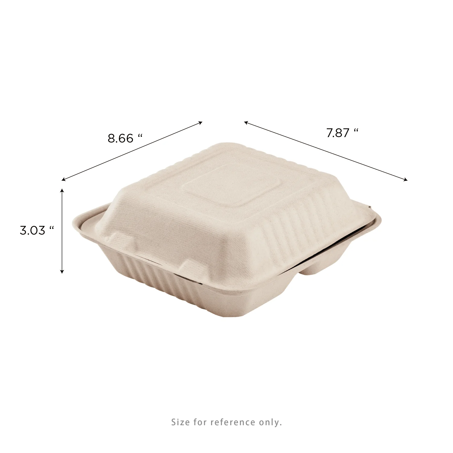 Karat Earth 3 Compartments, 8''x8'' Molded Fiber Hinged Containers, PFAS Free, Natural - 200 pcs - Image 3