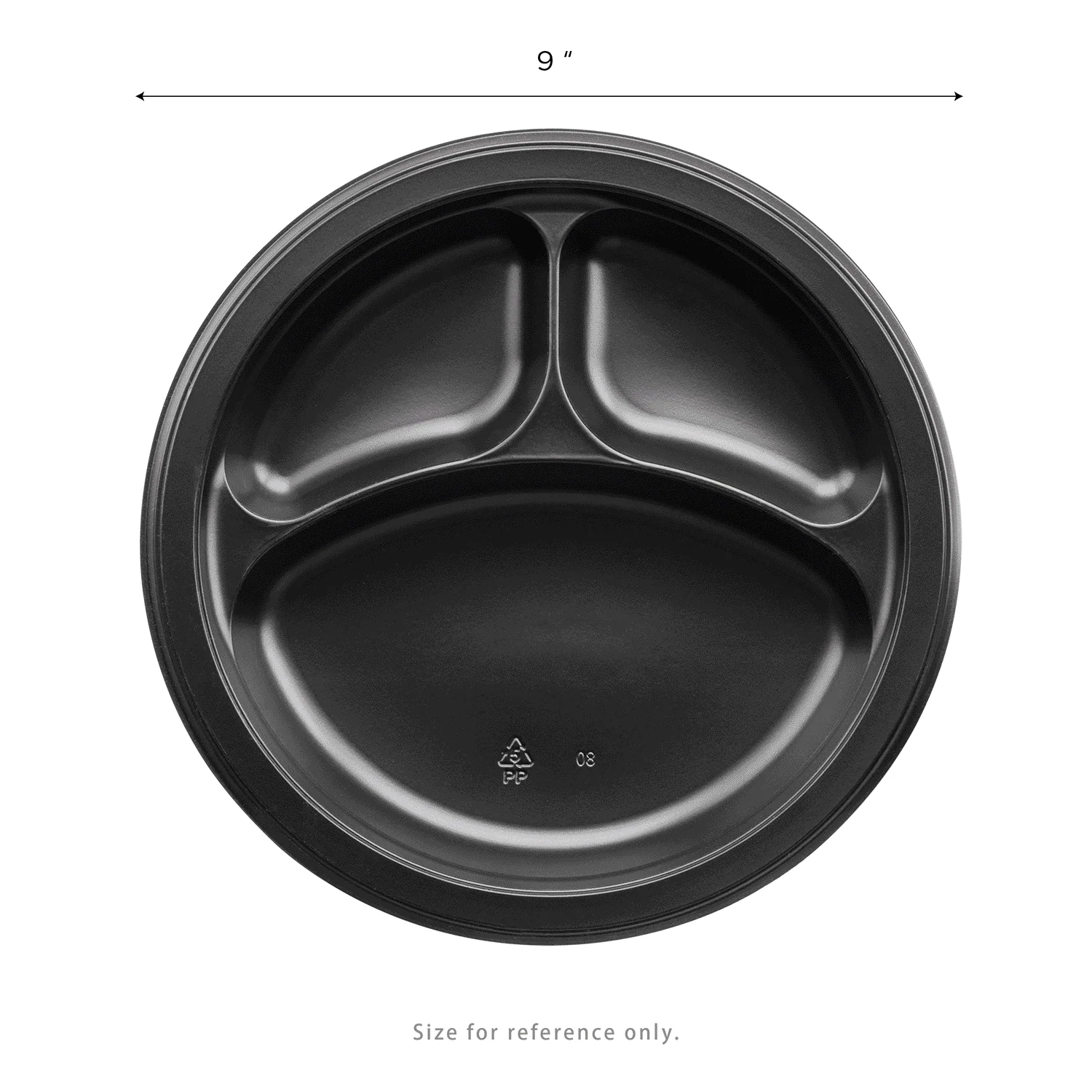 Karat Earth 3 Compartments, 9" Mineral Filled PP Round Plates, Black - 500 pcs - Image 5