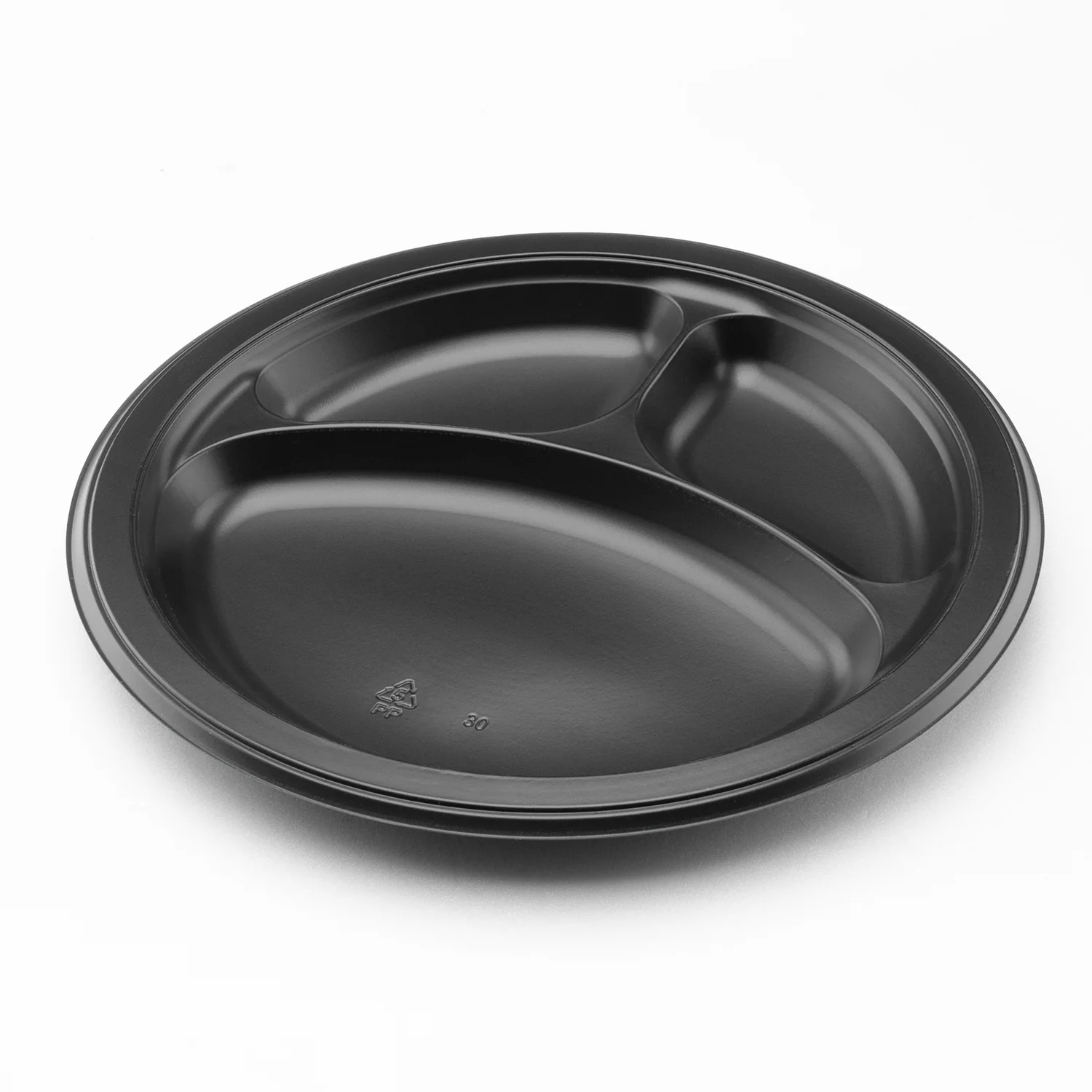 Karat Earth 3 Compartments, 9" Mineral Filled PP Round Plates, Black - 500 pcs - Image 7