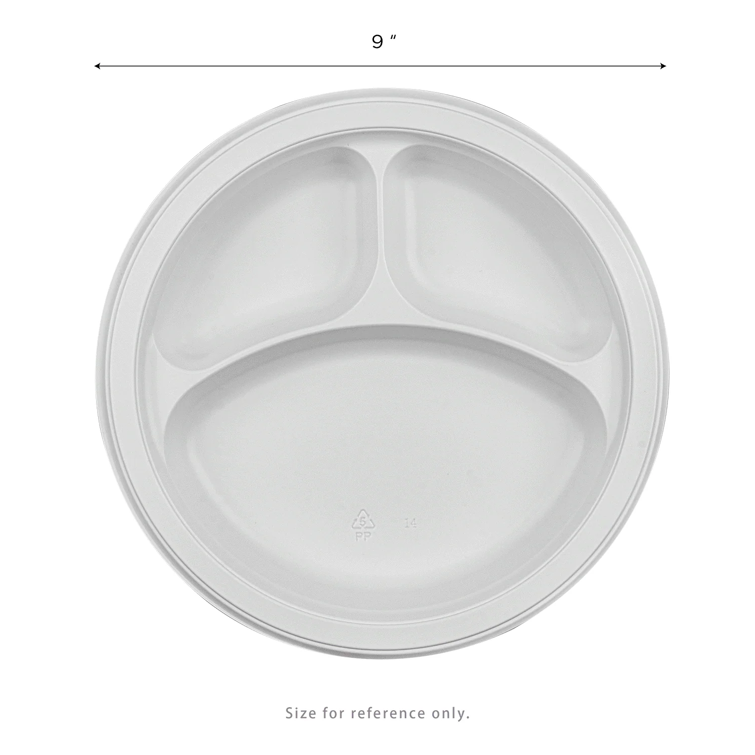Karat Earth 3 Compartments, 9" Mineral Filled PP Round Plates, White - 500 pcs - Image 5