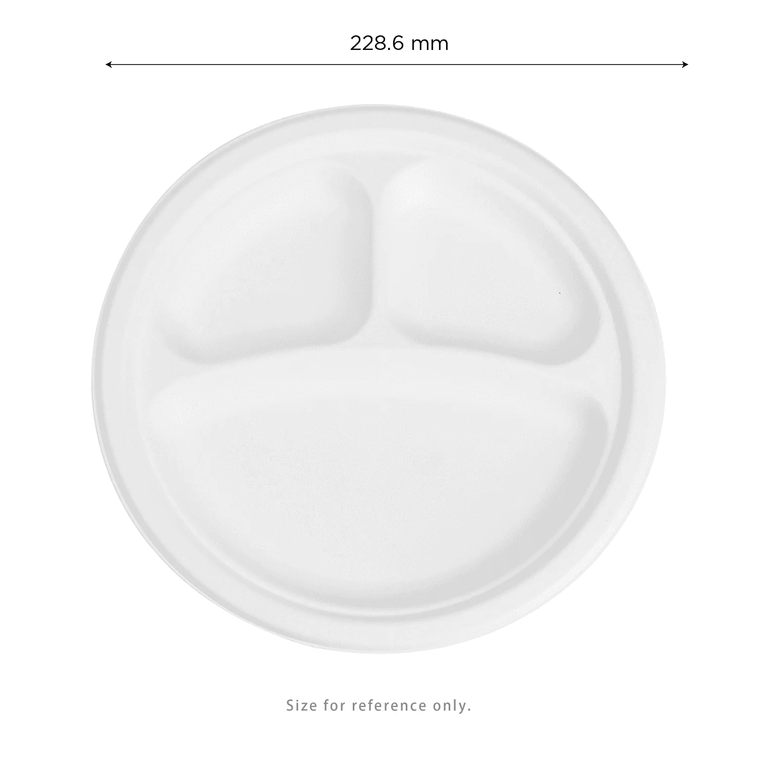 Karat Earth 3 Compartments, 9'' Molded Fiber Round Plates, PFAS Free, White - 500 pcs - Image 3