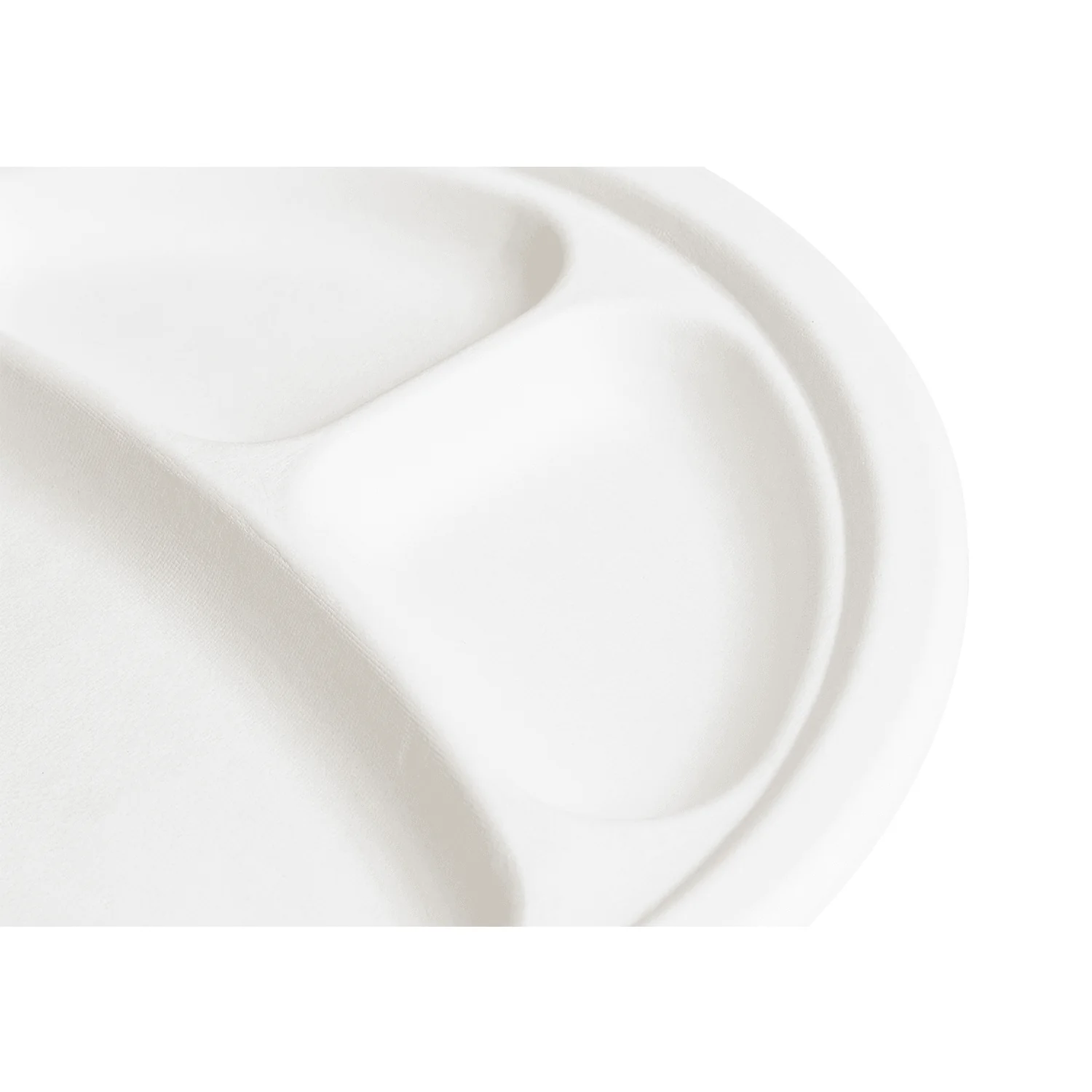 Karat Earth 3 Compartments, 9'' Molded Fiber Round Plates, PFAS Free, White - 500 pcs - Image 4