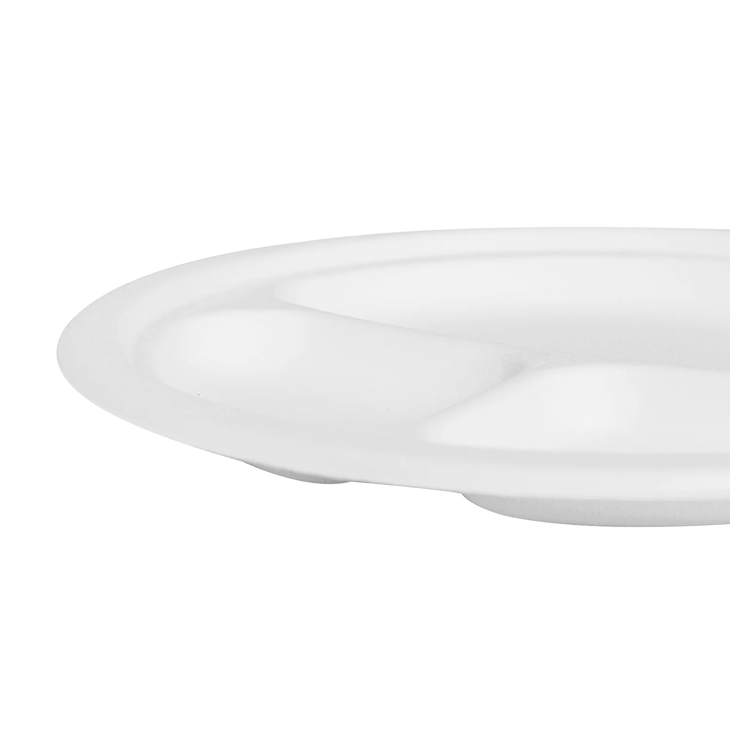 Karat Earth 3 Compartments, 9'' Molded Fiber Round Plates, PFAS Free, White - 500 pcs - Image 5