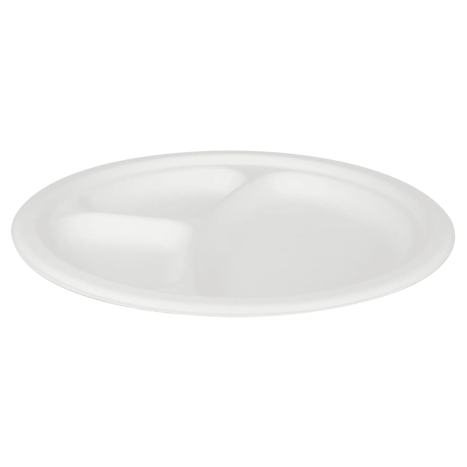 Karat Earth 3 Compartments, 9'' Molded Fiber Round Plates, PFAS Free, White - 500 pcs - Image 7