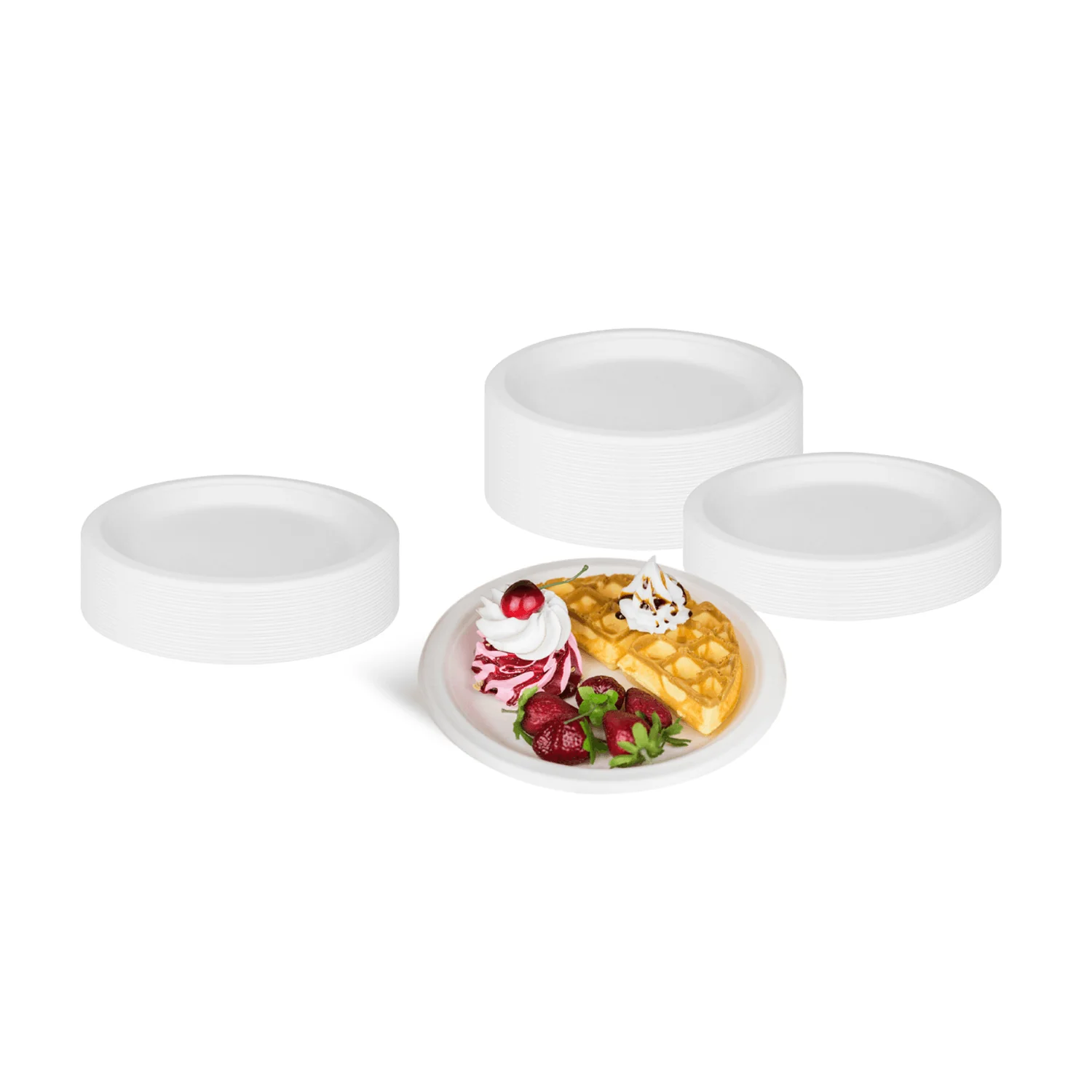 Karat Earth 9'' Molded Fiber Round Plates, PFAS Free, White - 500 pcs - Image 4