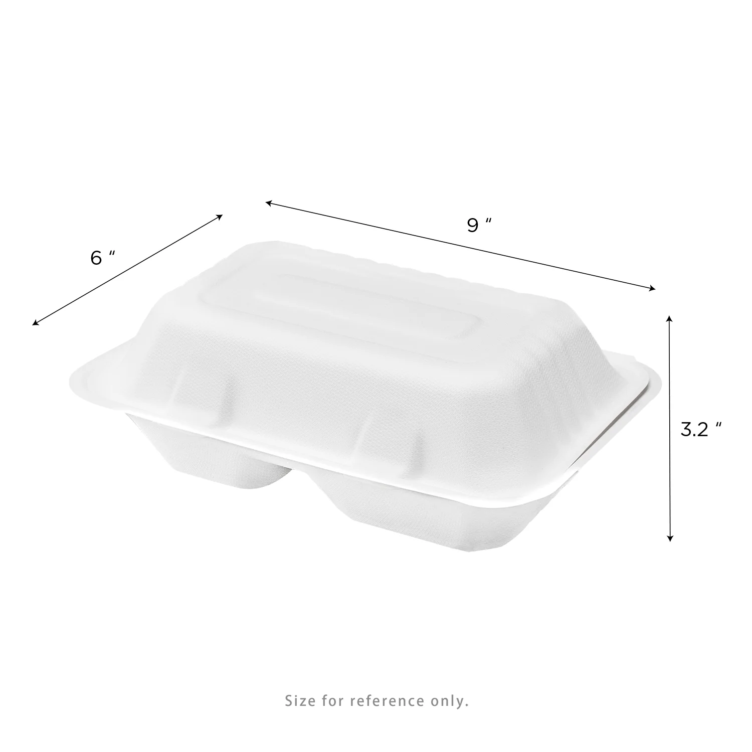 Karat Earth 2 Compartments, 9''x6'' Molded Fiber Hinged Containers, PFAS Free, White - 200 pc - Image 5