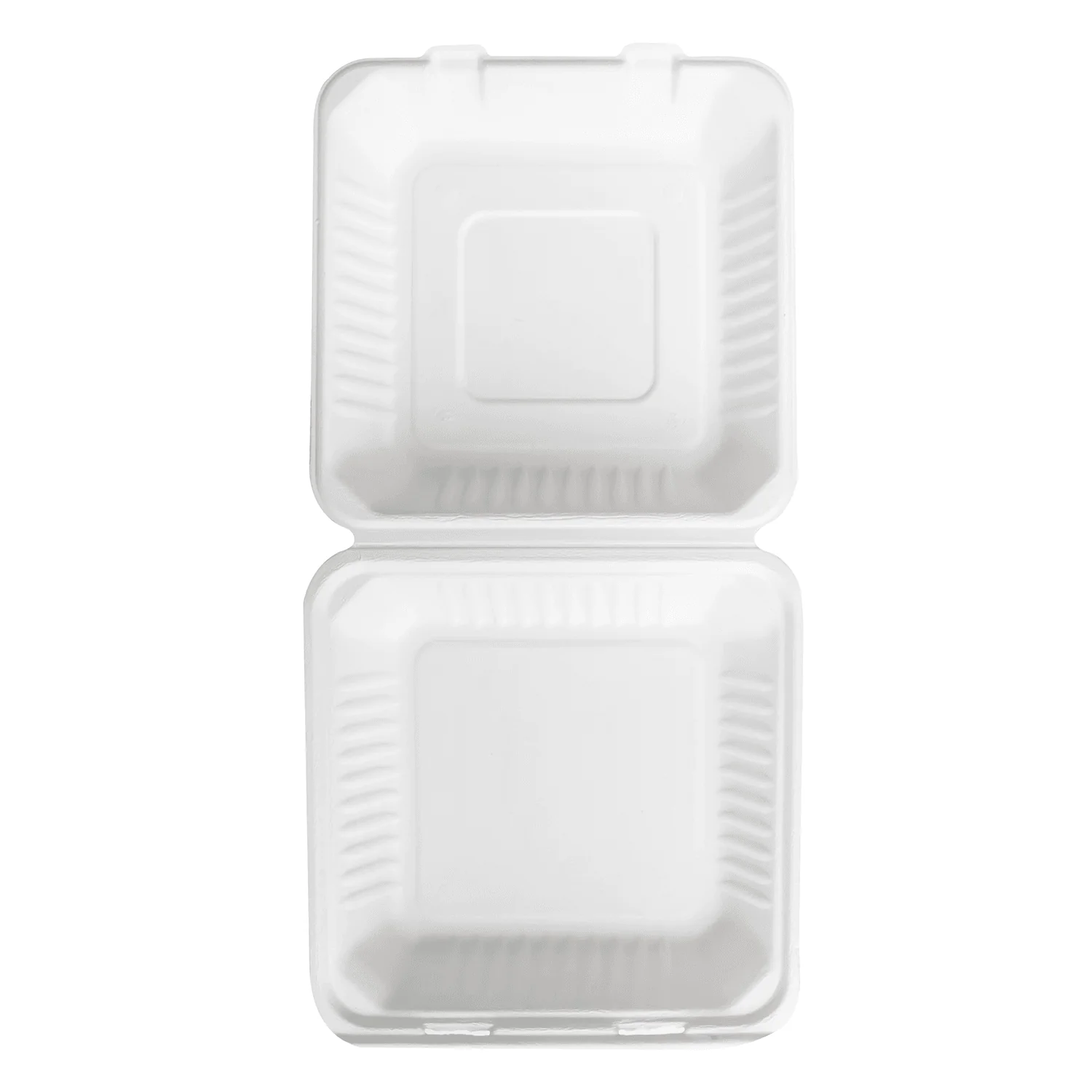 Karat Earth 9''x9'' Molded Fiber Hinged Containers, PFAS Free, White - 200 pcs - Image 6