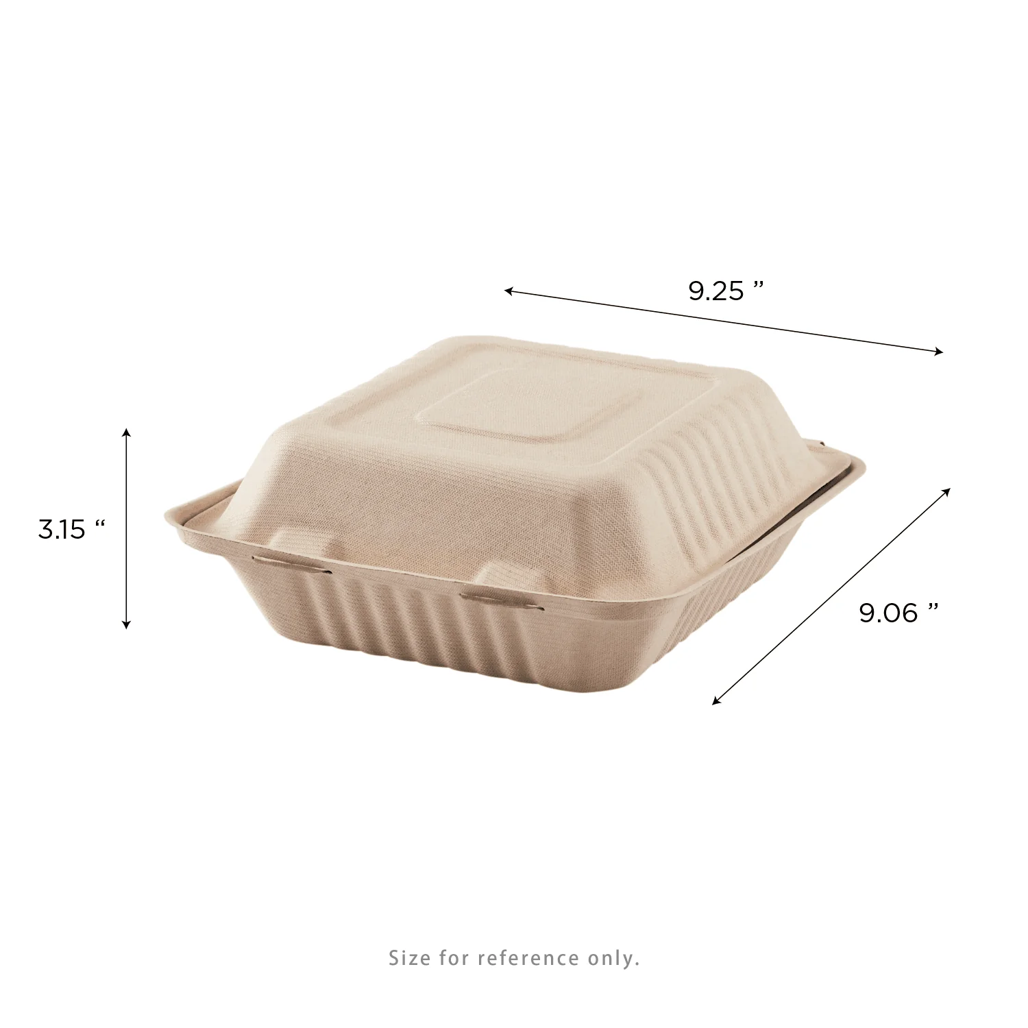 Karat Earth 9''x9'' Molded Fiber Hinged Containers, PFAS Free, Natural - 200 pcs - Image 3