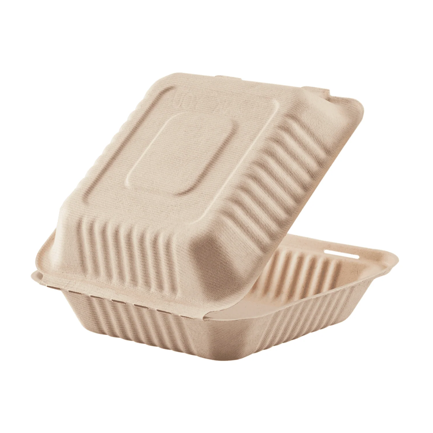 Karat Earth 9''x9'' Molded Fiber Hinged Containers, PFAS Free, Natural - 200 pcs - Image 6