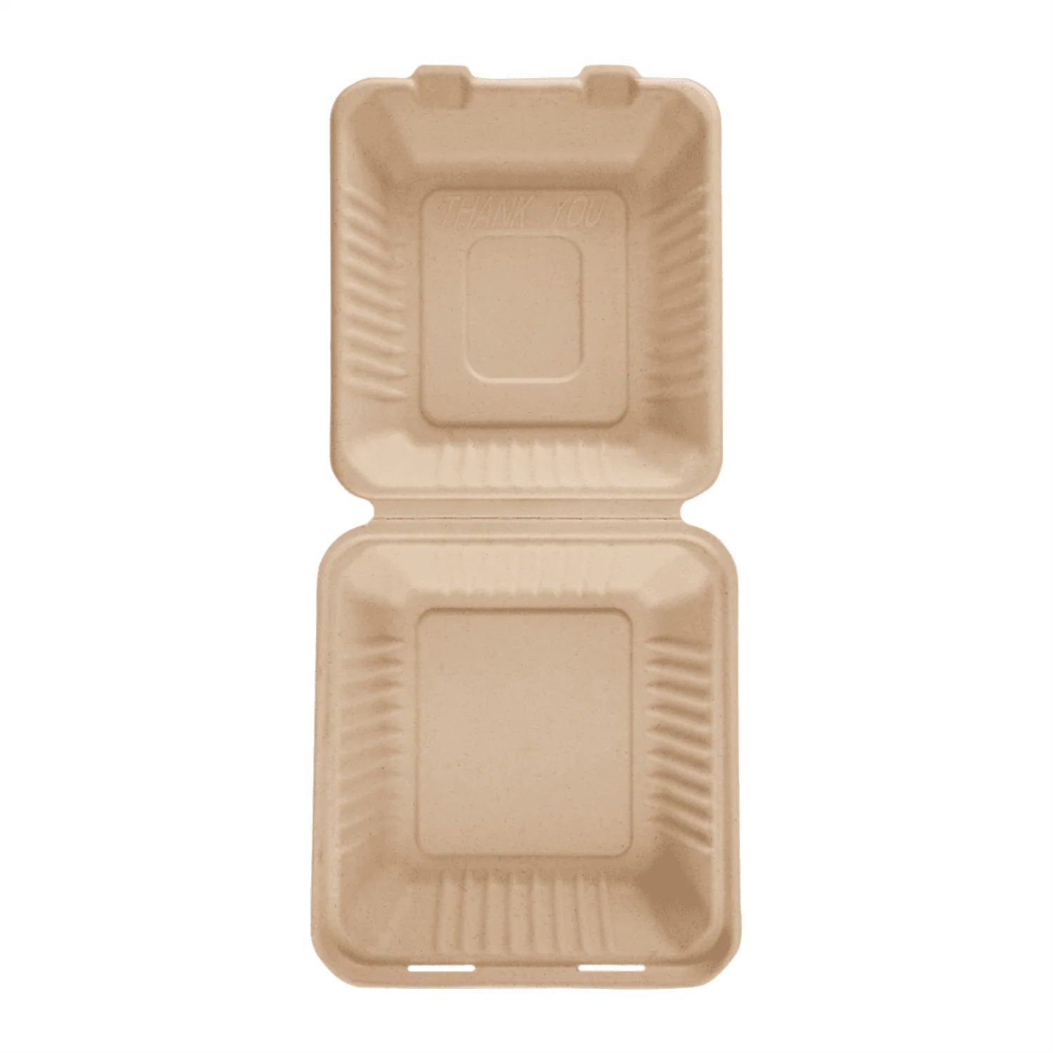 Karat Earth 9''x9'' Molded Fiber Hinged Containers, PFAS Free, Natural - 200 pcs - Image 7