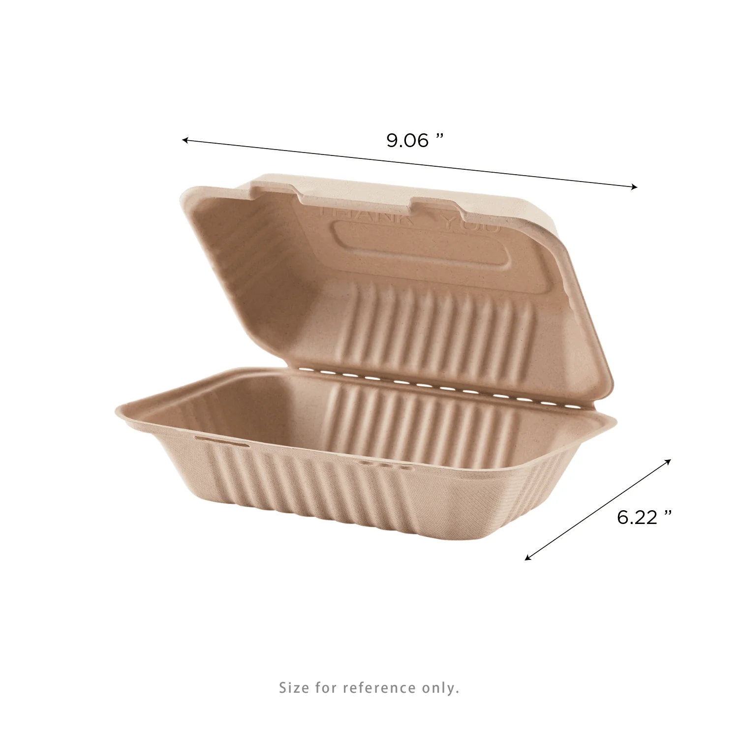 Karat Earth 9''x6'' Molded Fiber Hinged Containers, PFAS Free, Natural - 200 pcs - Image 3