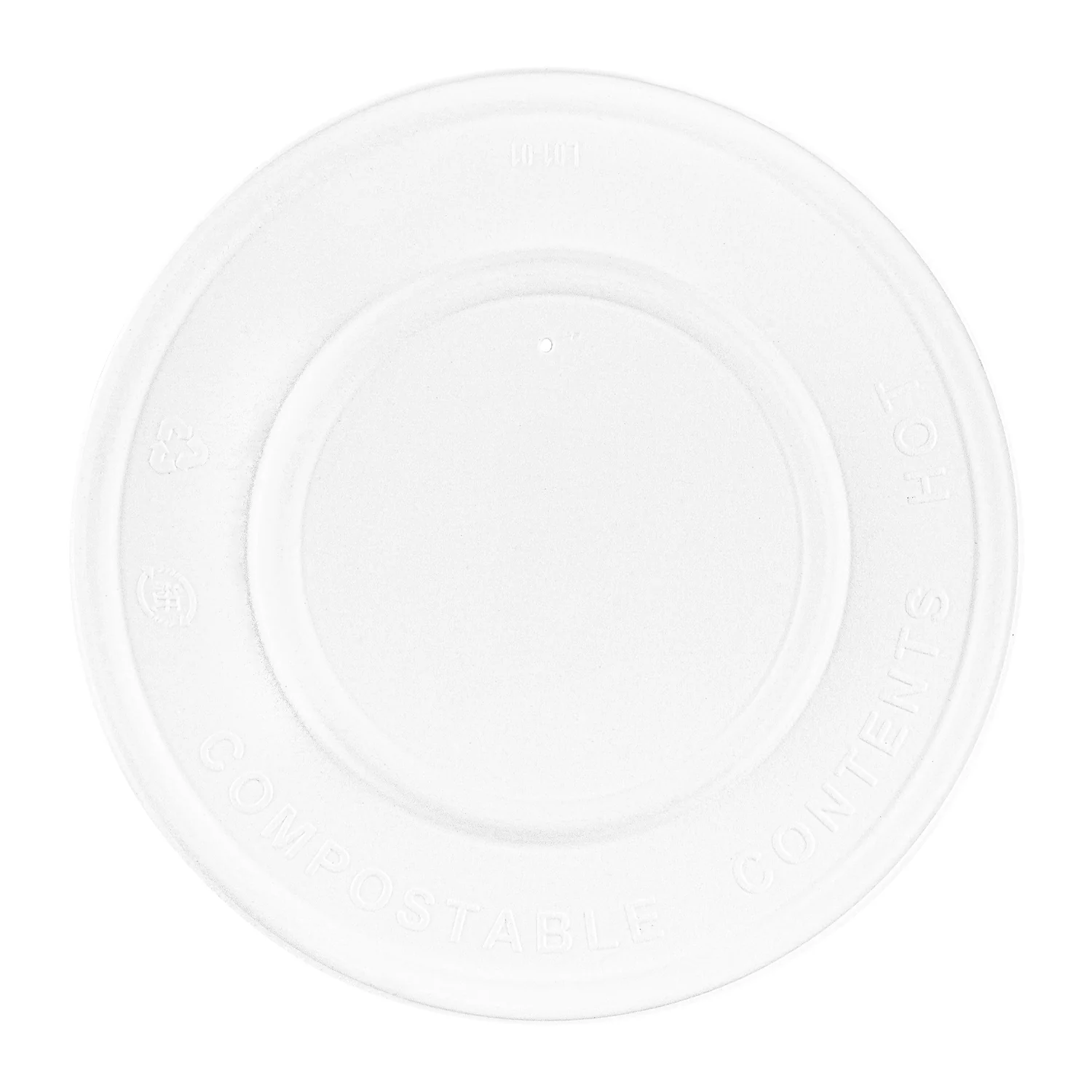 Karat Earth 114.6mm Compostable Fiber Paper Flat lid for 12-16 oz Paper Food Container & 24-32 oz Gourmet Food Container - 500 pcs - Image 2