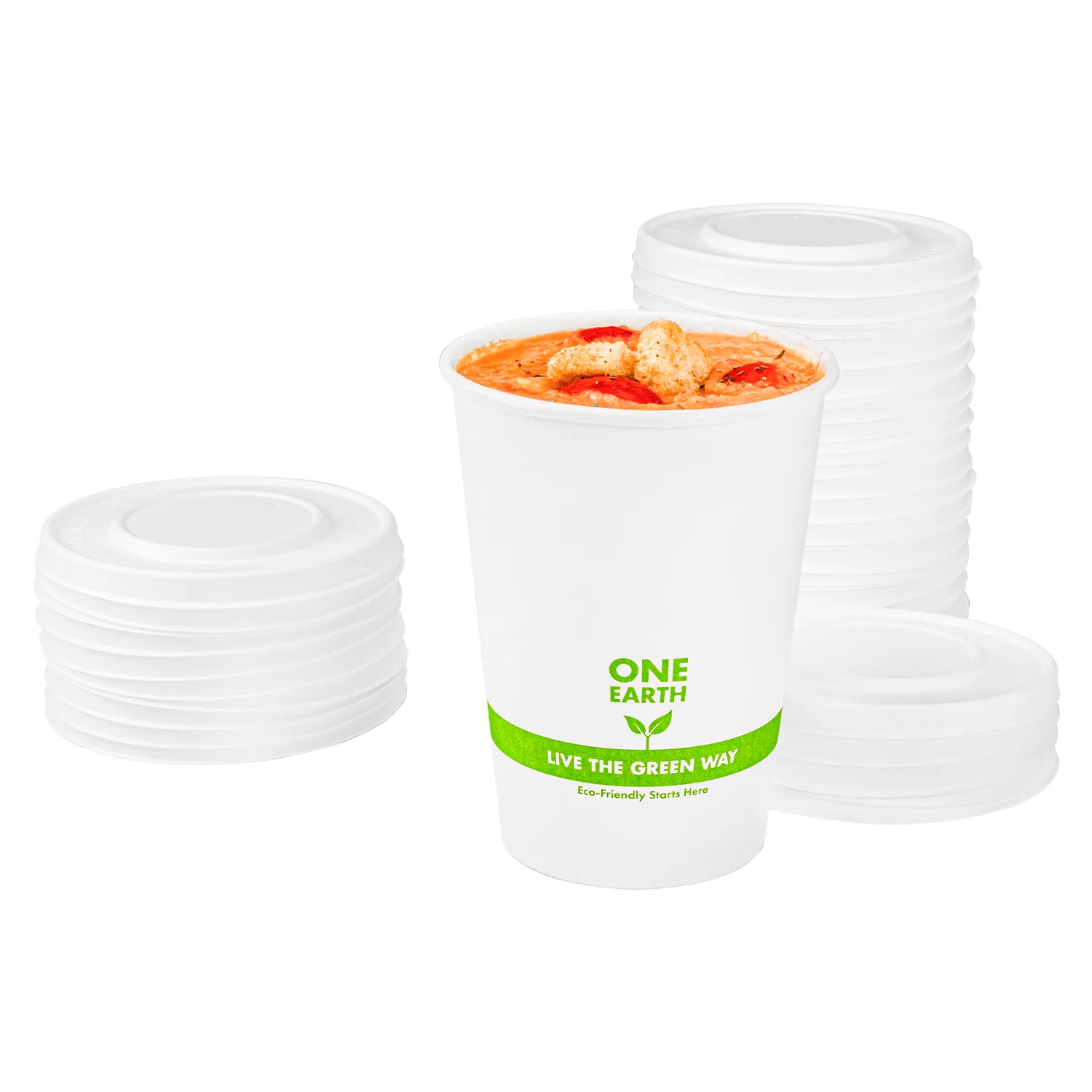Karat Earth 114.6mm Compostable Fiber Paper Flat lid for 12-16 oz Paper Food Container & 24-32 oz Gourmet Food Container - 500 pcs - Image 8