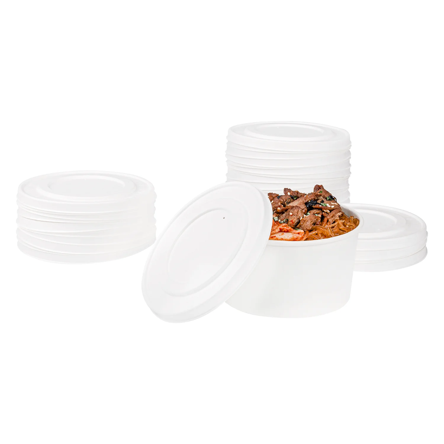 Karat Earth 142mm Compostable Fiber Paper Flat lid for 24-32 oz Paper Food Container - 600 pcs - Image 2