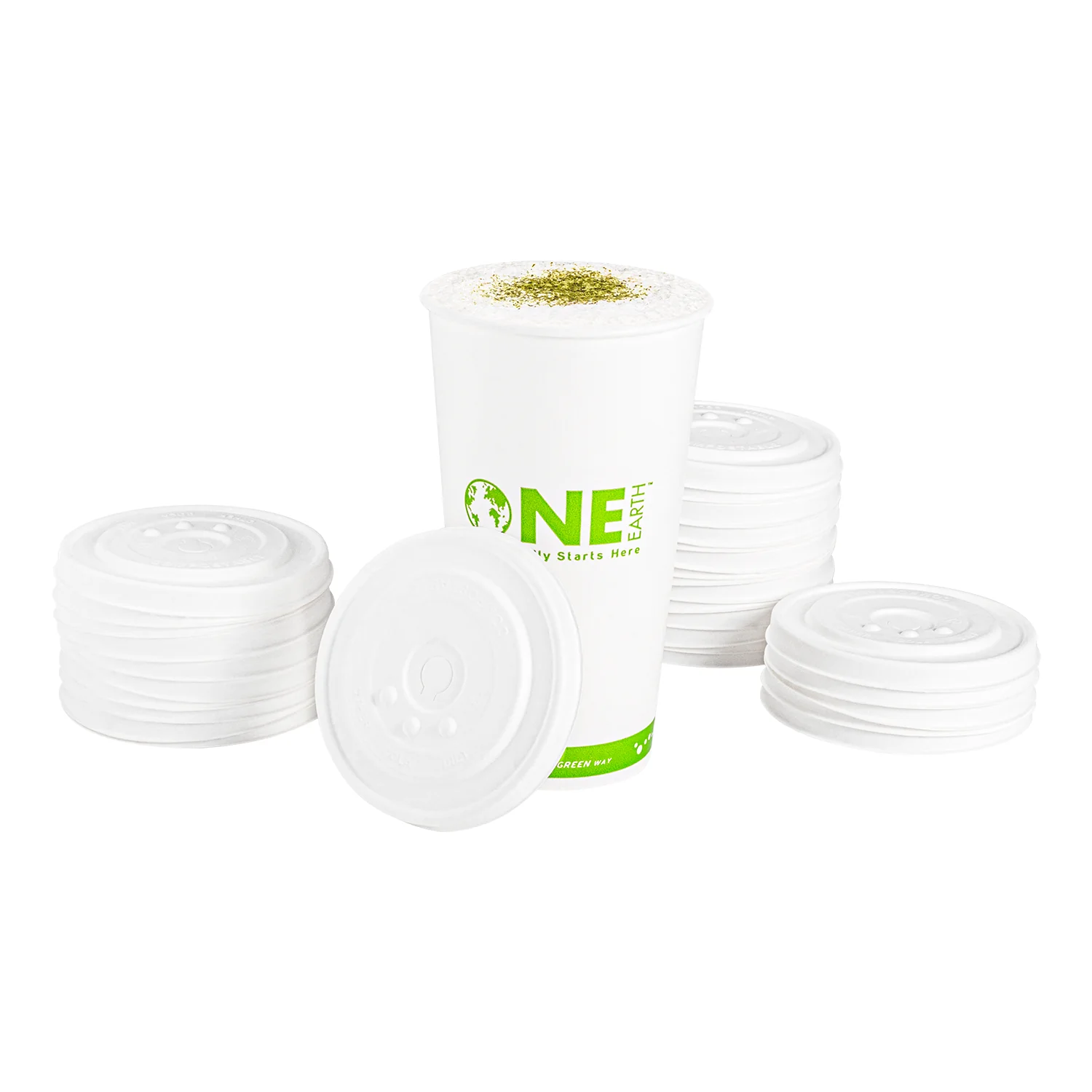 Karat Earth Compostable Fiber Paper Flat lid for 32 oz Paper Cold Cup (104.5mm) - 600 pcs - Image 7