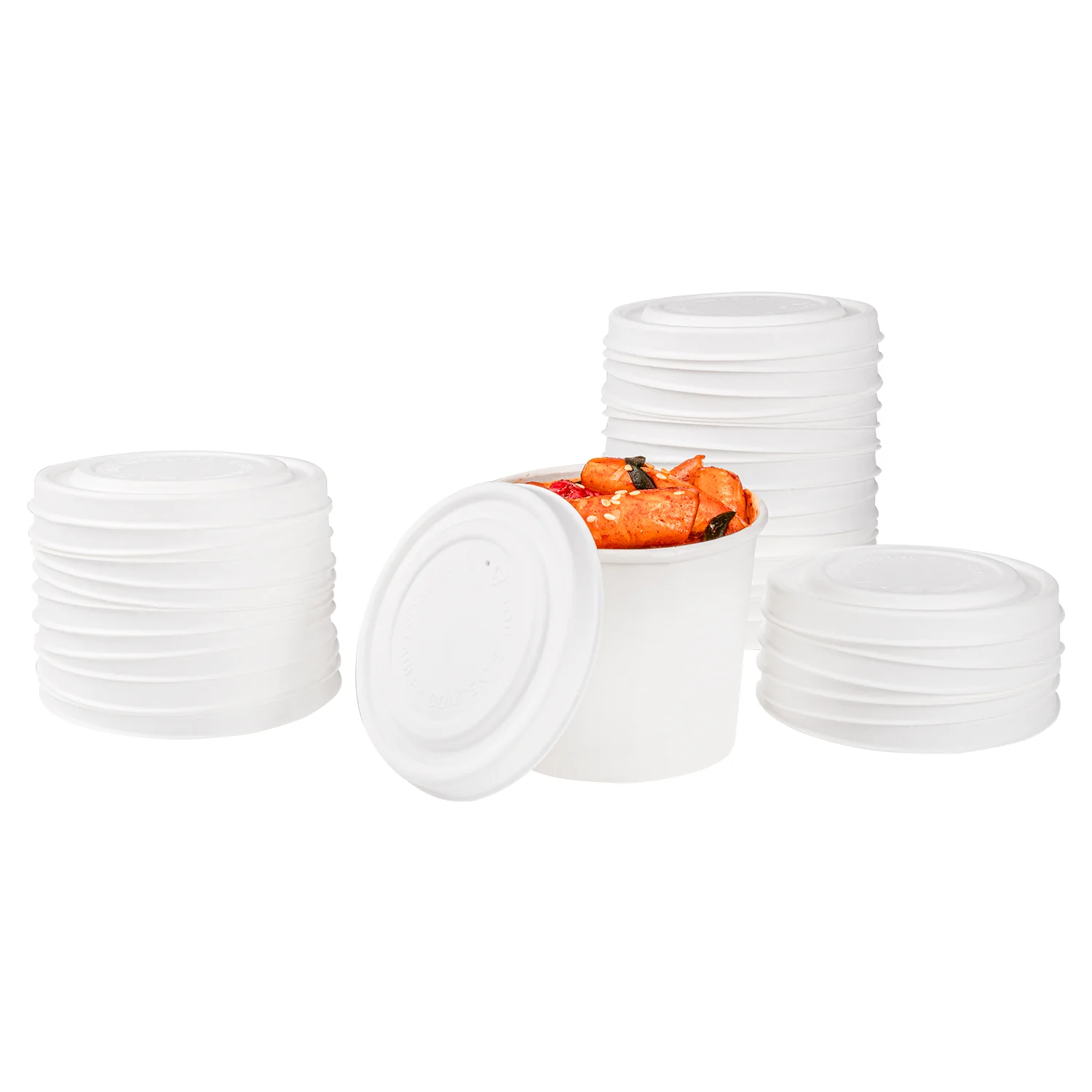 Karat Earth 90.8mm Compostable Fiber Paper Flat lid for 6-10oz Paper Food Container - 1,000 pcs - Image 8
