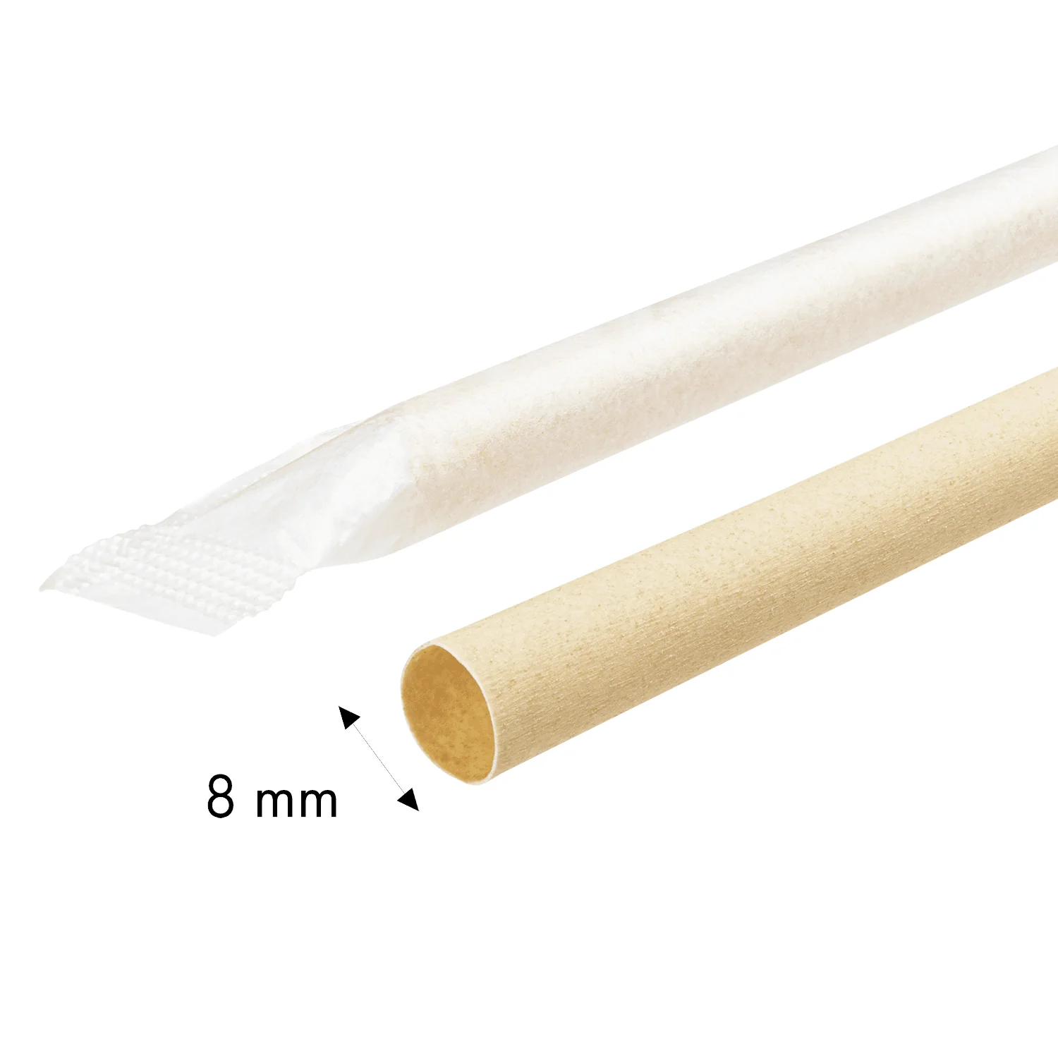 Karat Earth 9" Diagonal Cut Bamboo Fiber Giant Straws (8mm) Paper Wrapped, Natural - 3,000 pcs - Image 7