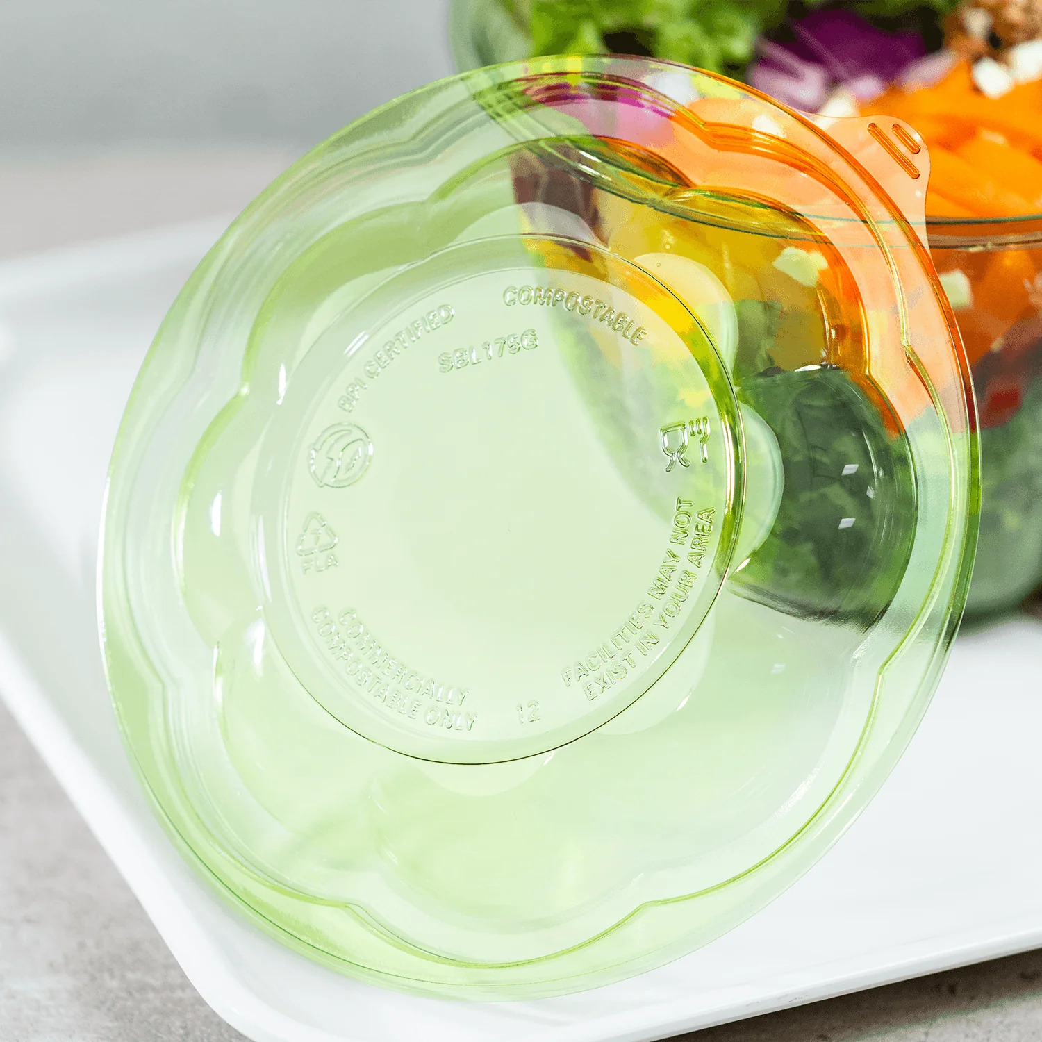 Karat Earth PLA Dome Lid for 18-48 oz. PLA Salad Container, Green - 300 pcs