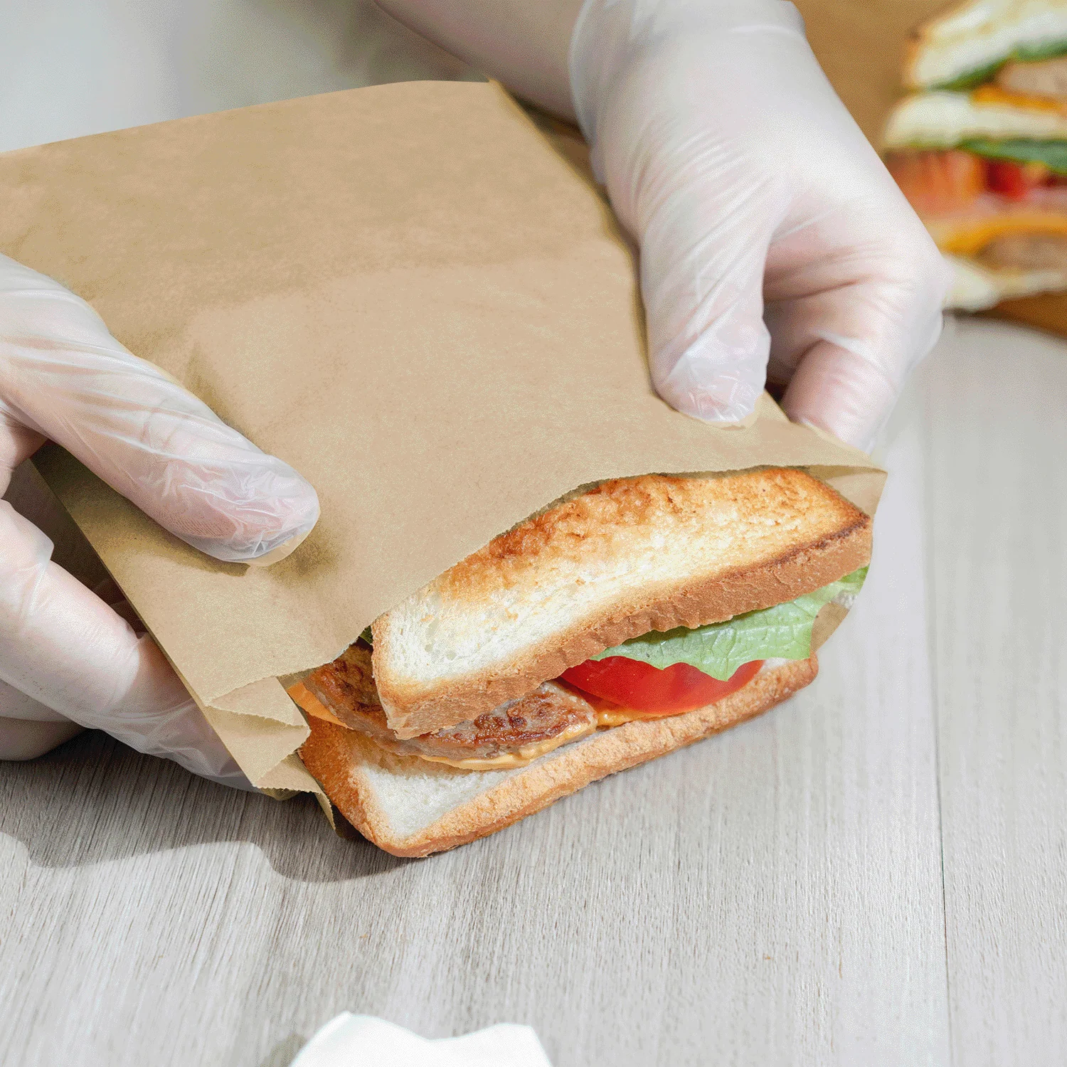 [2,000 ct] Grease-Resistant Sandwich Bag, Kraft - Image 3