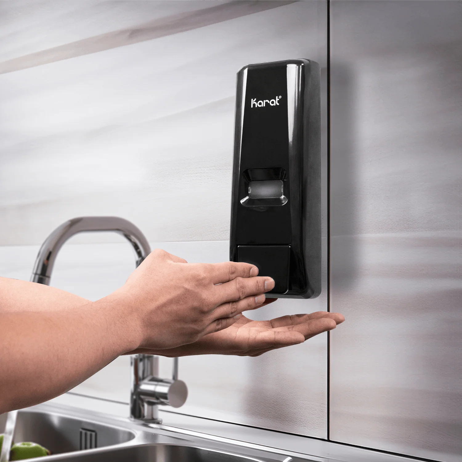 13.5oz Hand Soap Refillable Liquid Dispenser, Stand/Wall Mount, Black - 1 unit - Image 3