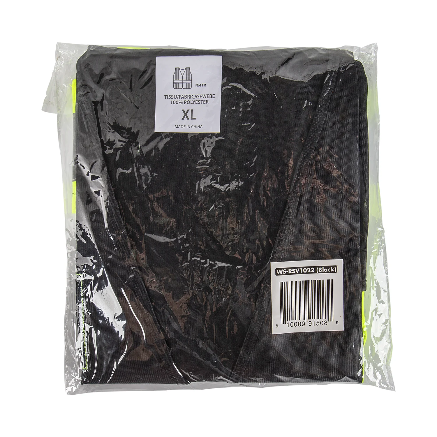 High Visibility Reflective Safety Vest with Zipper Fastening (Black), X-Large - 1 pc - Image 3