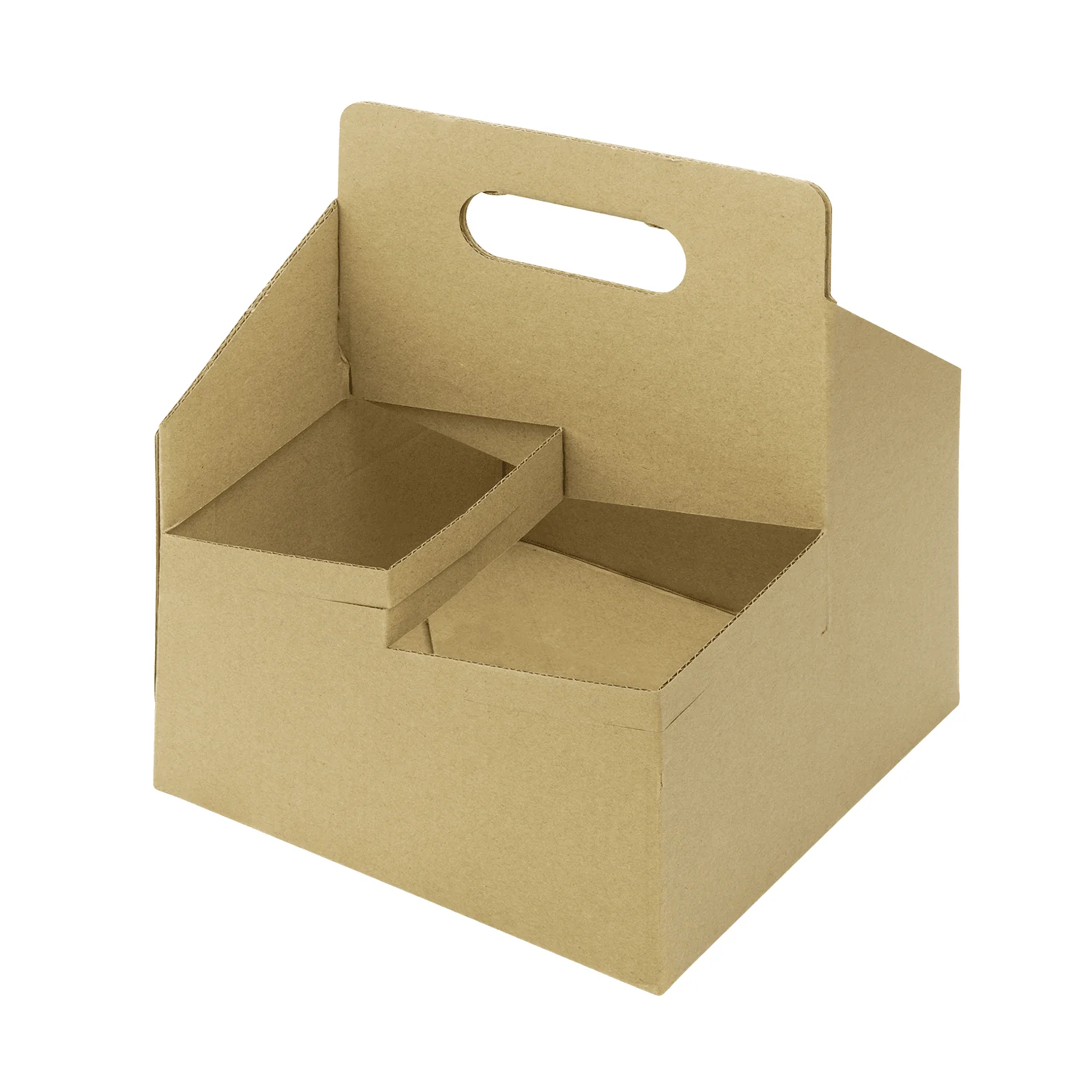 [200 ct] Kraft Drink Carrier with Handle, for 4 Cups (12-32 oz), Paperboard - Image 2