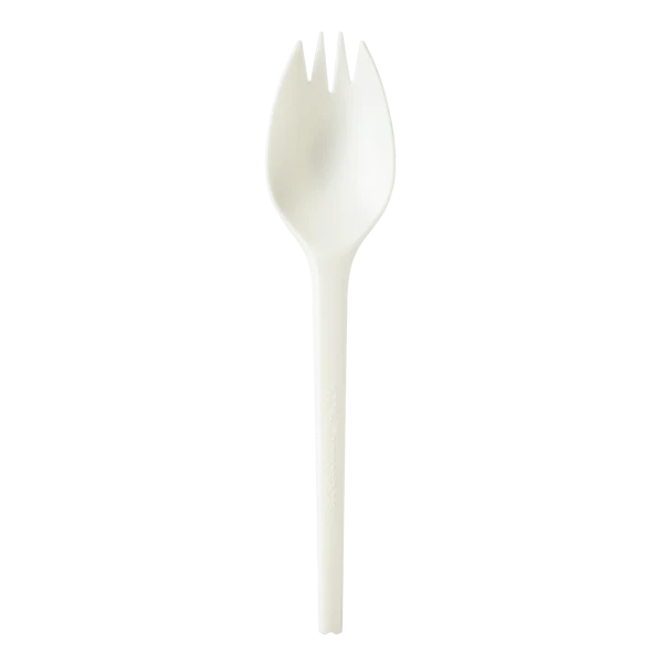 Karat Earth Medium-Heavy Weight CPLA Compostable Spork Wrapped, White - 750 pcs - Image 2