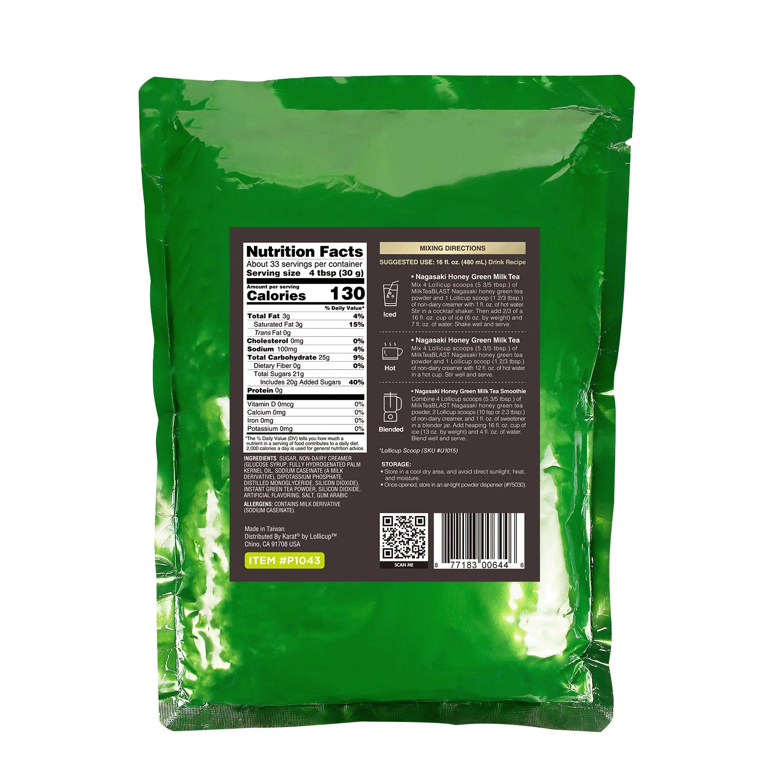 MilkTeaBLAST Nagasaki Savory Honey Green Tea Powder - Bag (2.2 lbs) - Image 6