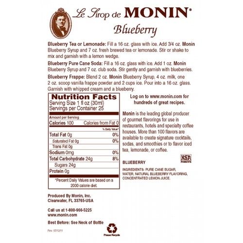 Monin Blueberry Syrup - Bottle (750mL) - Image 3