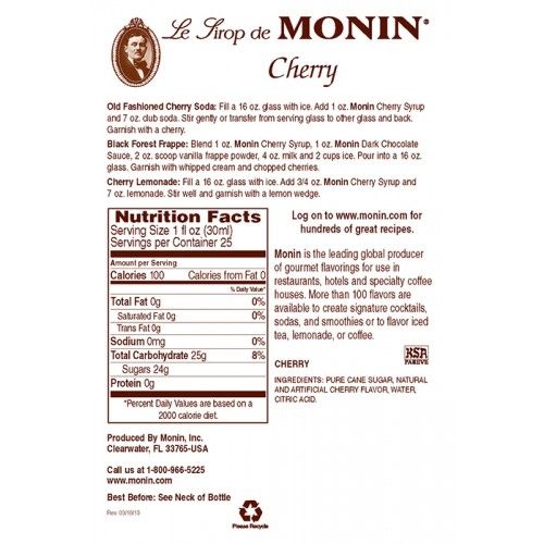 Monin Cherry Syrup - Bottle (750mL) - Image 3