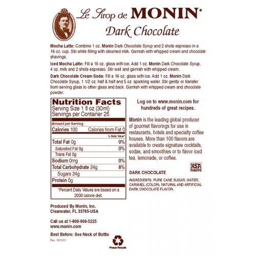 Monin Dark Chocolate Syrup - Bottle (750mL) - Image 3